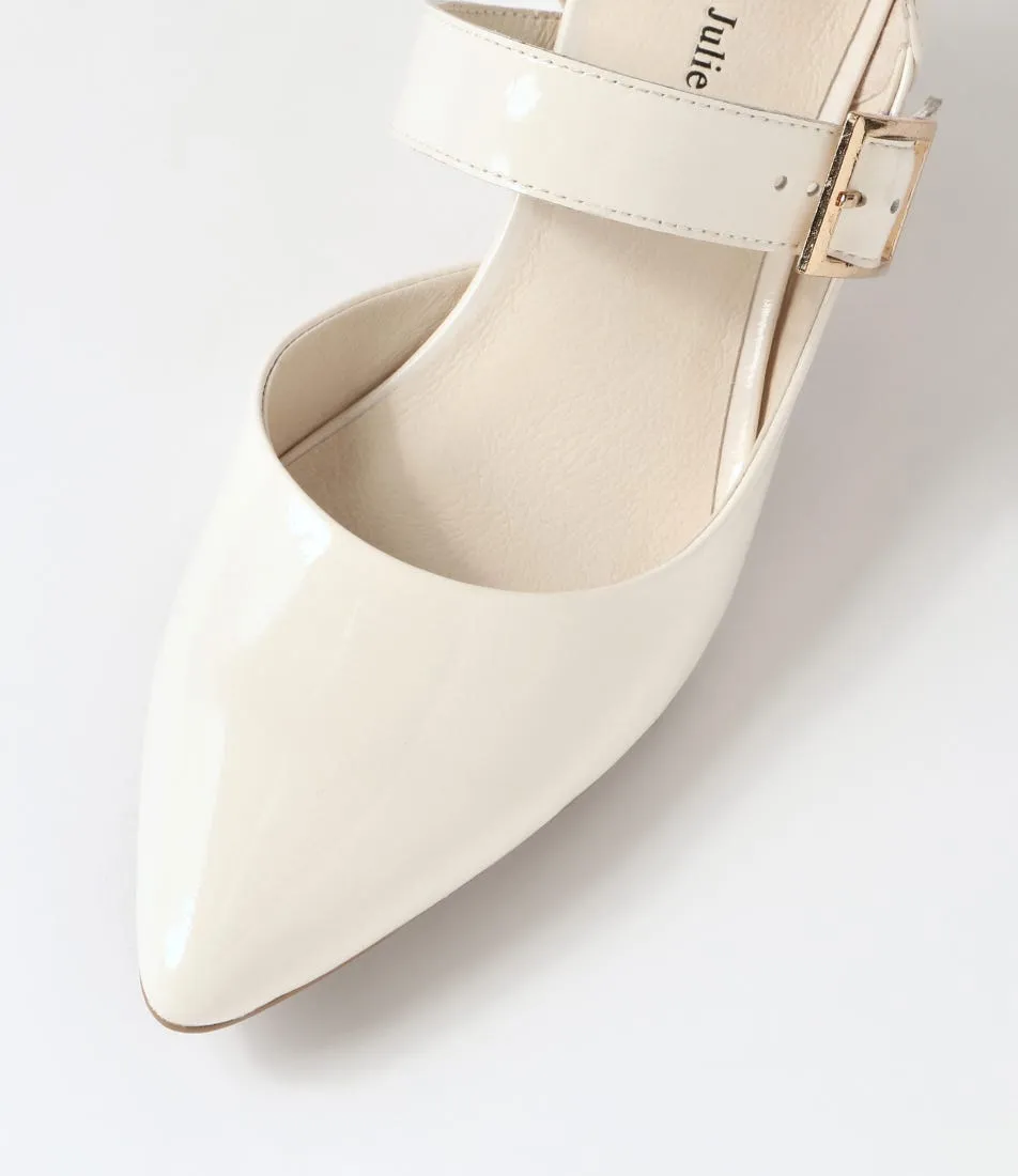 DJANGO & JULIETTE MILLING IVORY PATENT Heels for Spring Flexible Sole