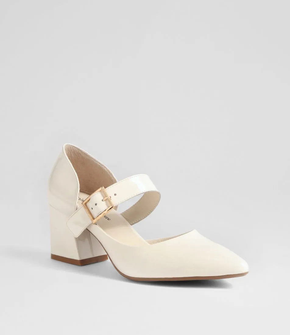 DJANGO & JULIETTE MILLING IVORY PATENT Classic Summer Shoes