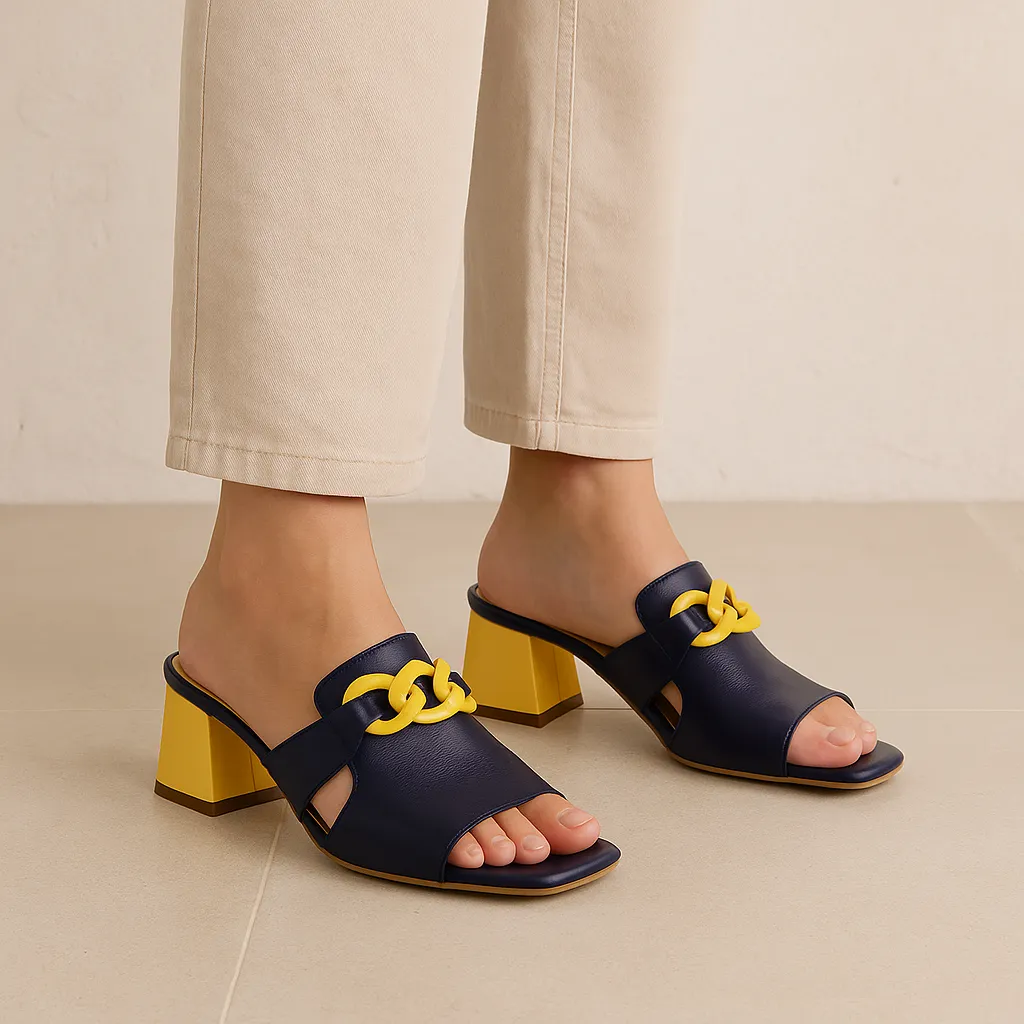 Beach Wedding Heels Casual Evening Wear BRESLEY ADDER NAVY/YELLOW