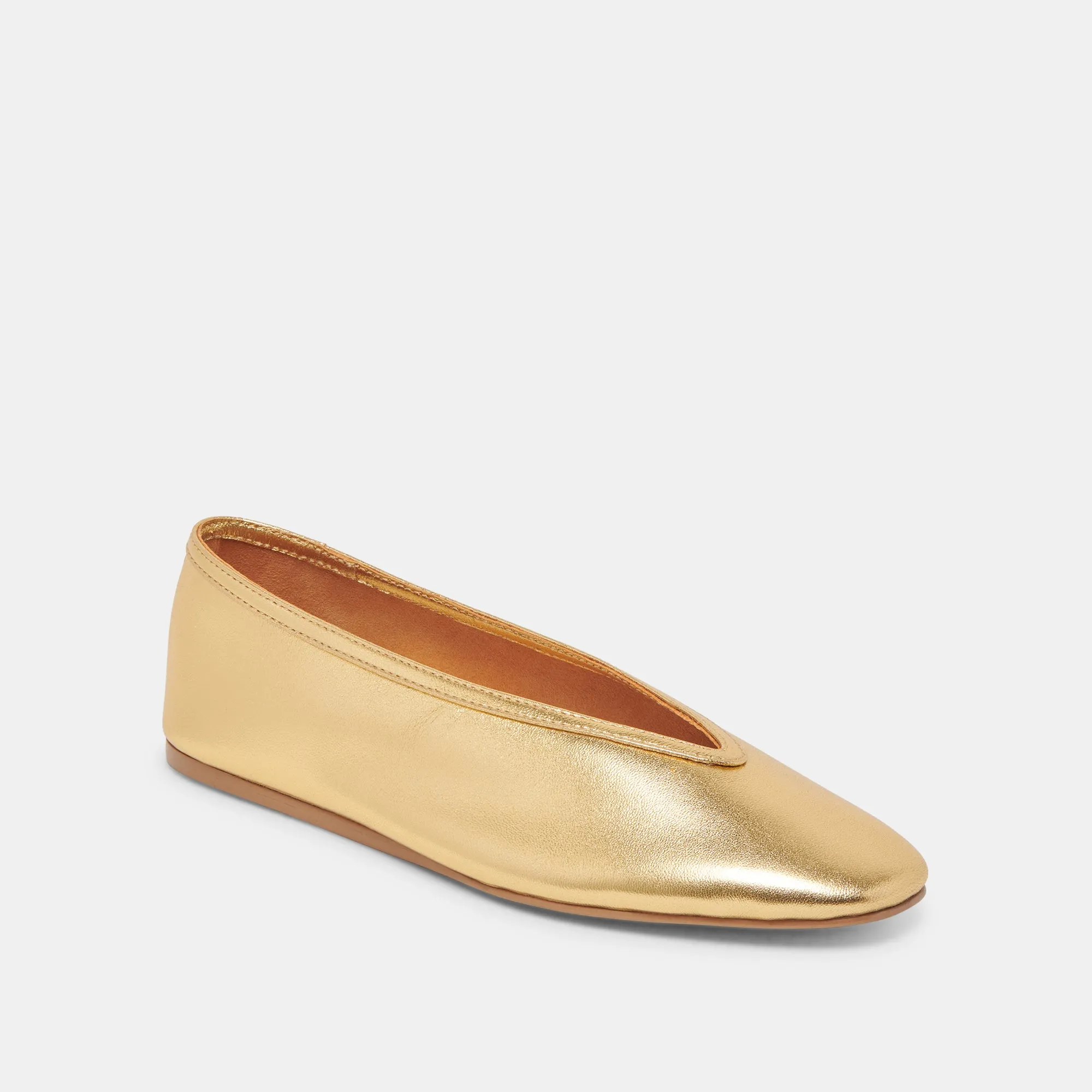 Herb Trail Square Time BRAIDY BALLET FLATS GOLD METALLIC LEATHER