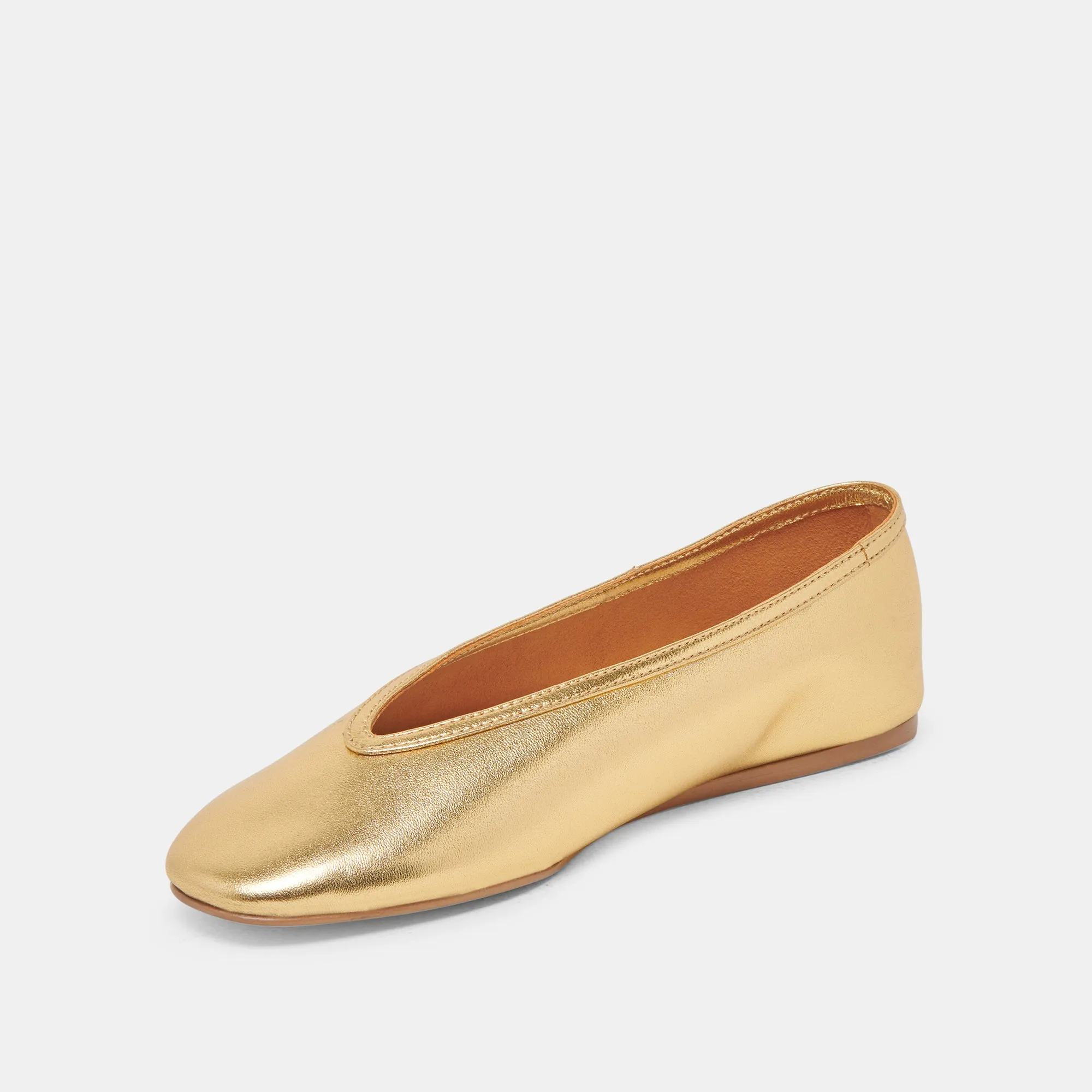 Smooth Soles BRAIDY BALLET FLATS GOLD METALLIC LEATHER