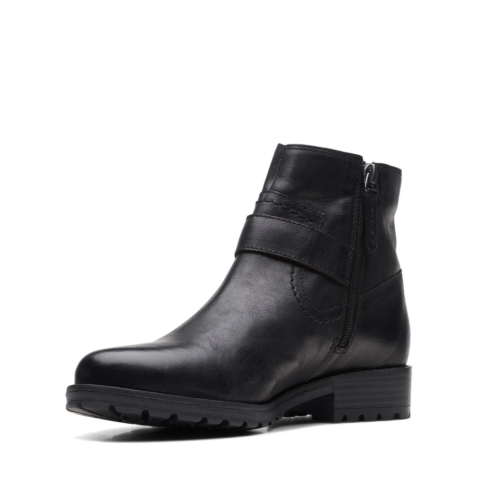 Oil-Resistant Clarks Clarkwell Strap 26167534 Womens Black Leather Casual Dress Boots