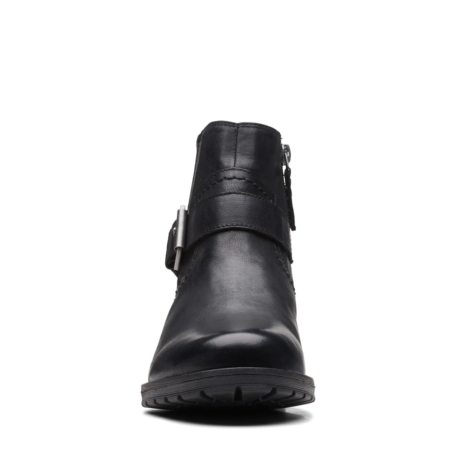 Clarks Clarkwell Strap 26167534 Womens Black Leather Casual Dress Boots Easy Entry Fashionable