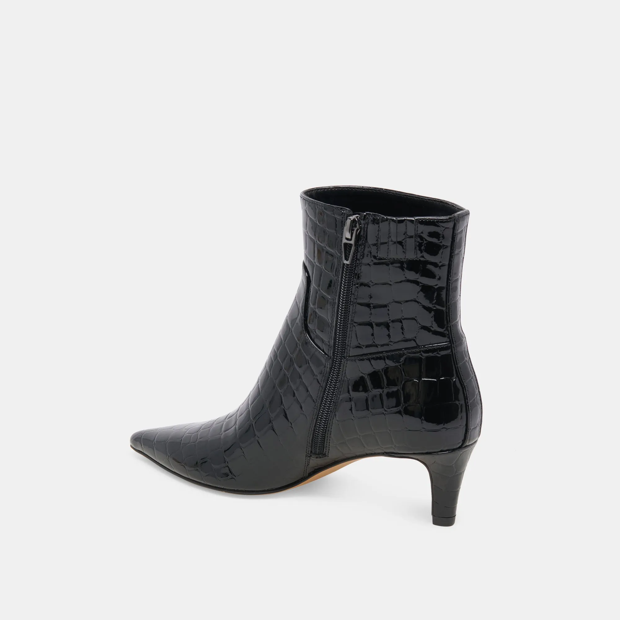 SONDRA BOOTIES NOIR EMBOSSED LEATHER Flexible Upper Multi Season