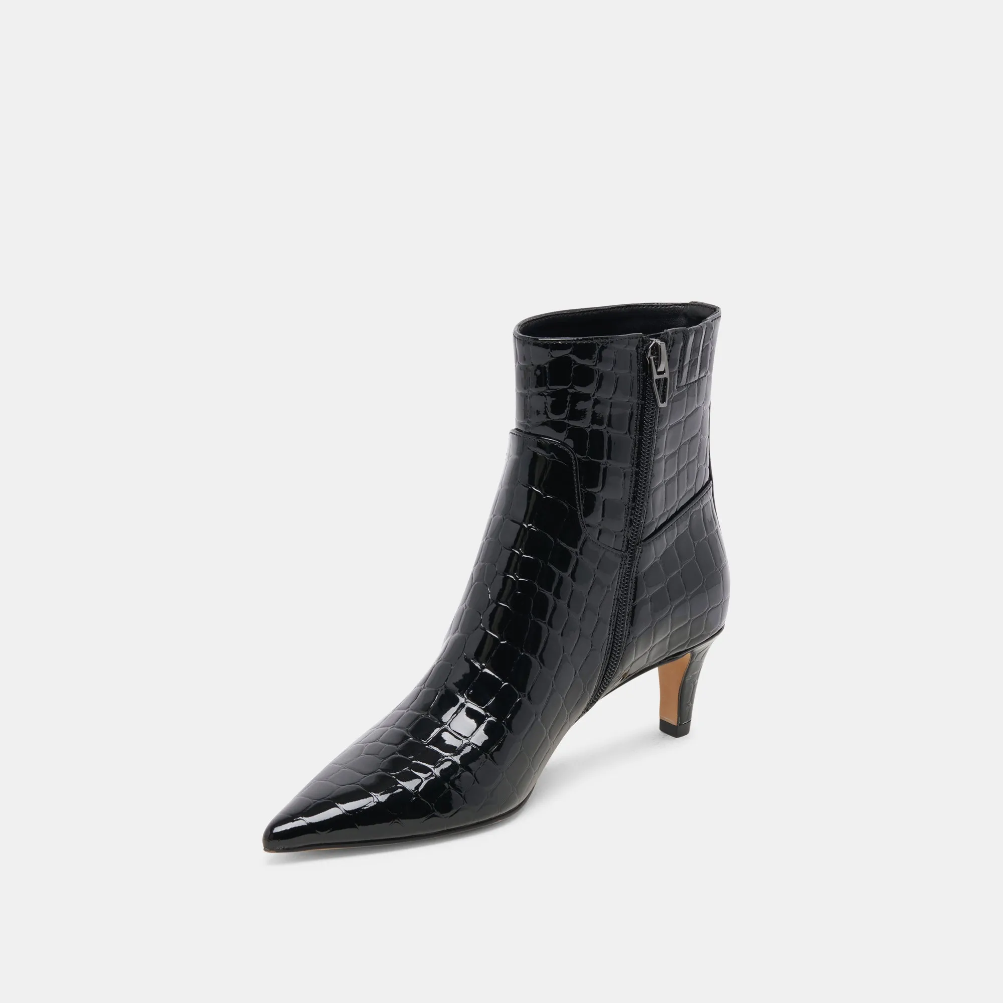 subtle style SONDRA BOOTIES NOIR EMBOSSED LEATHER