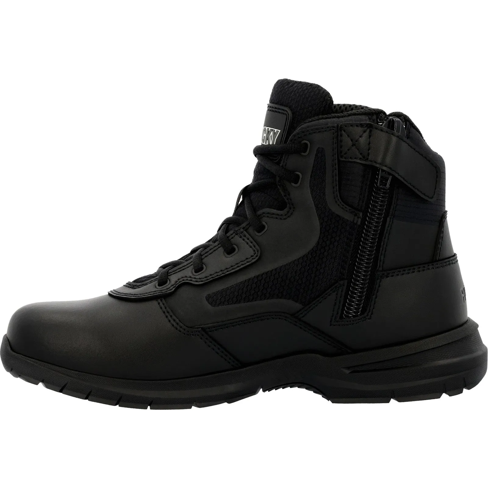 Rocky Cadet Side Zip 6" RKD0104 Mens Black Leather Lace Up Tactical Boots Trail Strength