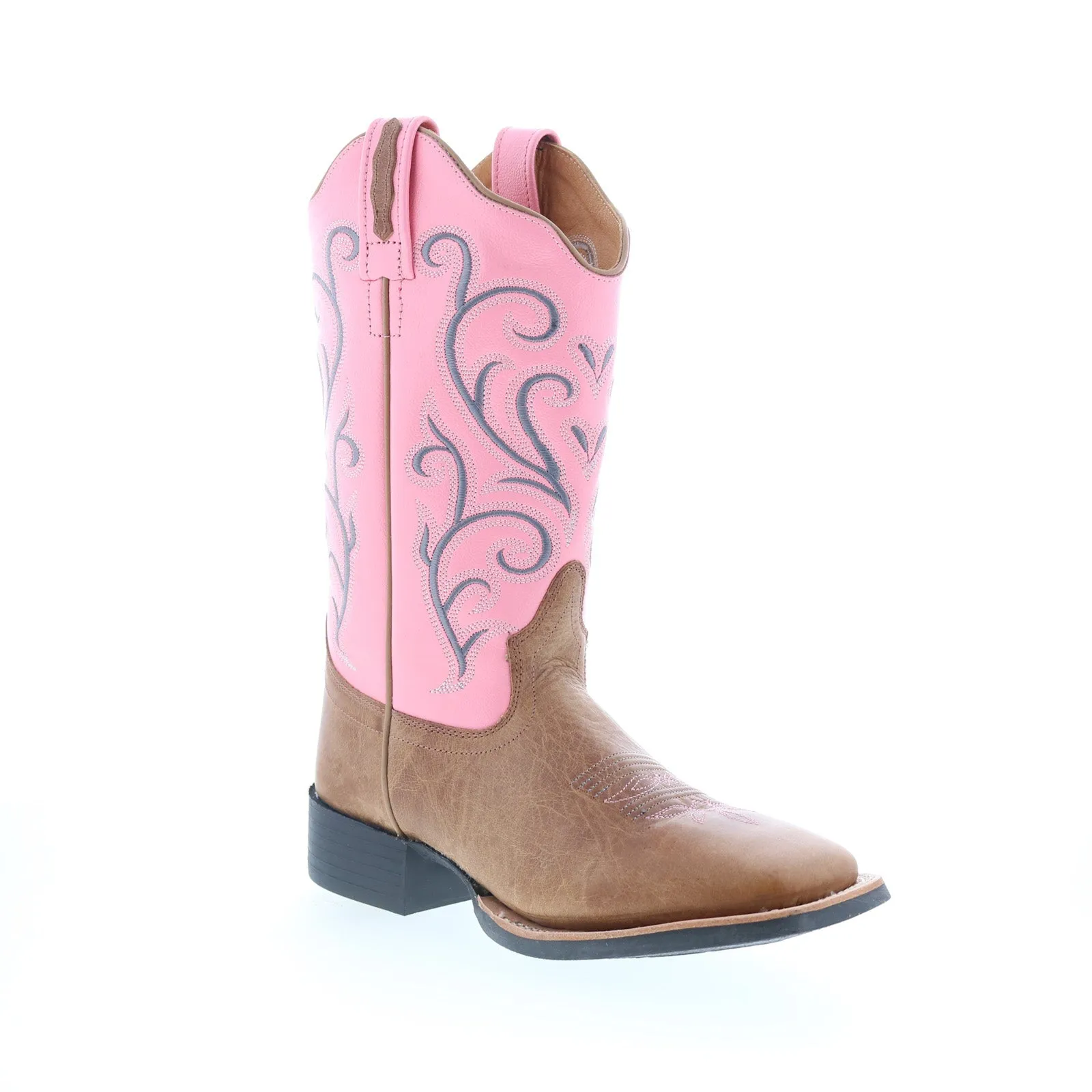 Ergonomic Shape Jama Old West 18119 Womens Brown Leather Slip On Cowboy Western Boots