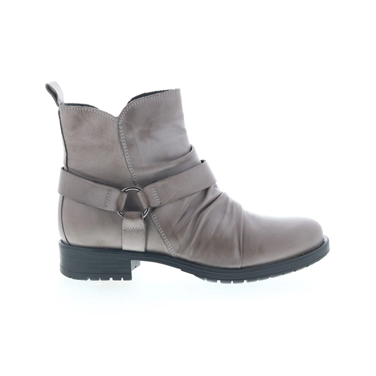 Miz Mooz Paolo Womens Gray Leather Zipper Ankle & Booties Boots Sleek Profile Breathable Support