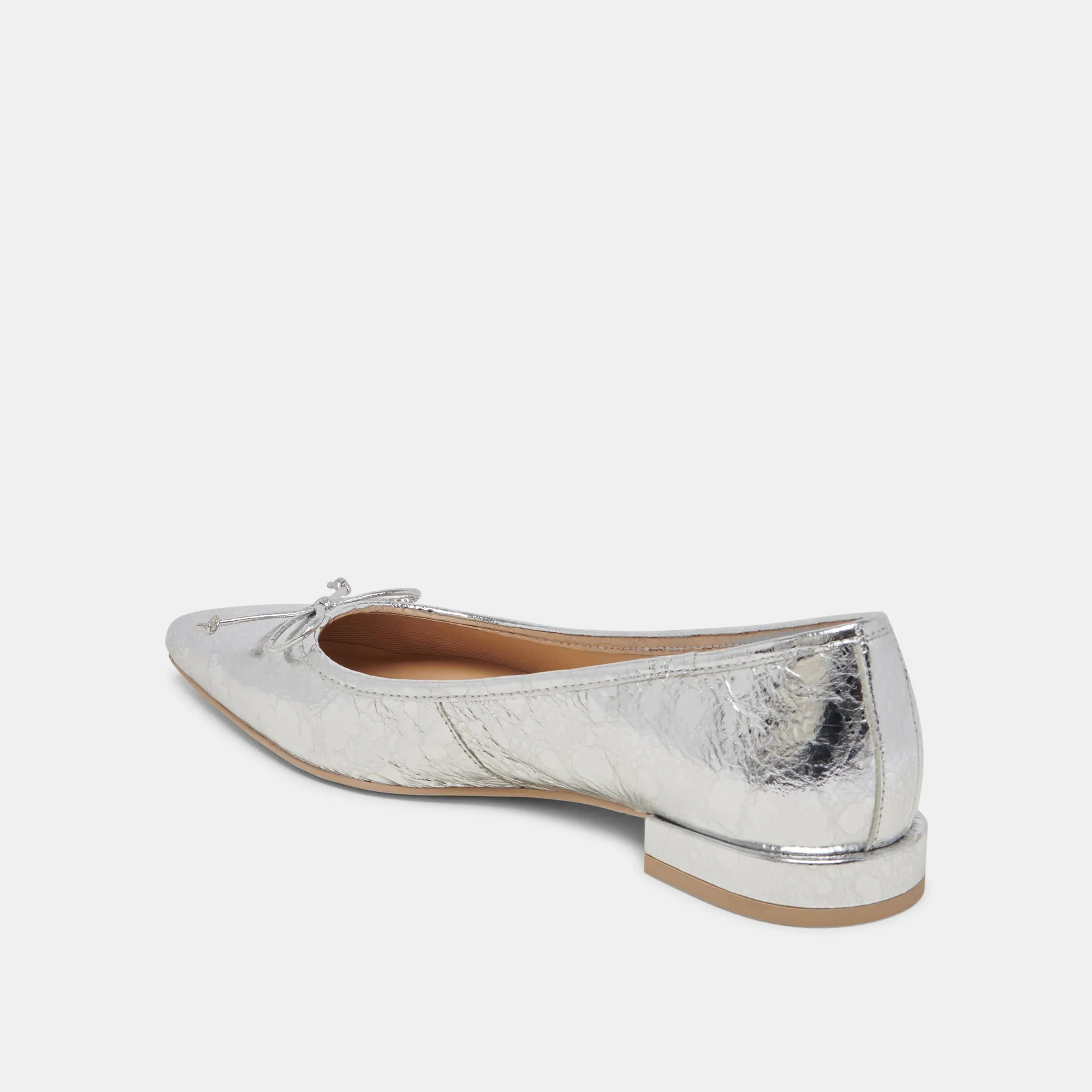 Premium Material Footwear PALANI BALLET FLATS SILVER DISTRESSED LEATHER