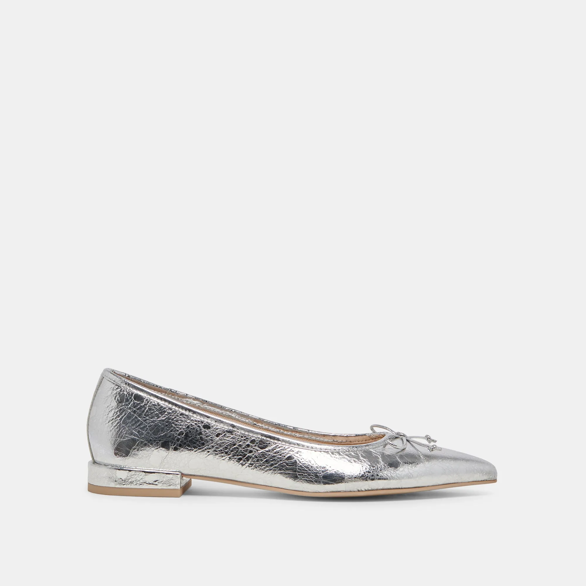 Style Meets Comfort Footwear Soft Lining Shoes PALANI BALLET FLATS SILVER DISTRESSED LEATHER
