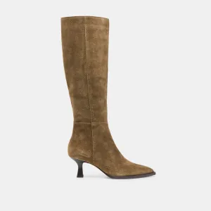 Easy Walk Dust Guard AUGGIE WIDE CALF BOOTS OLIVE SUEDE