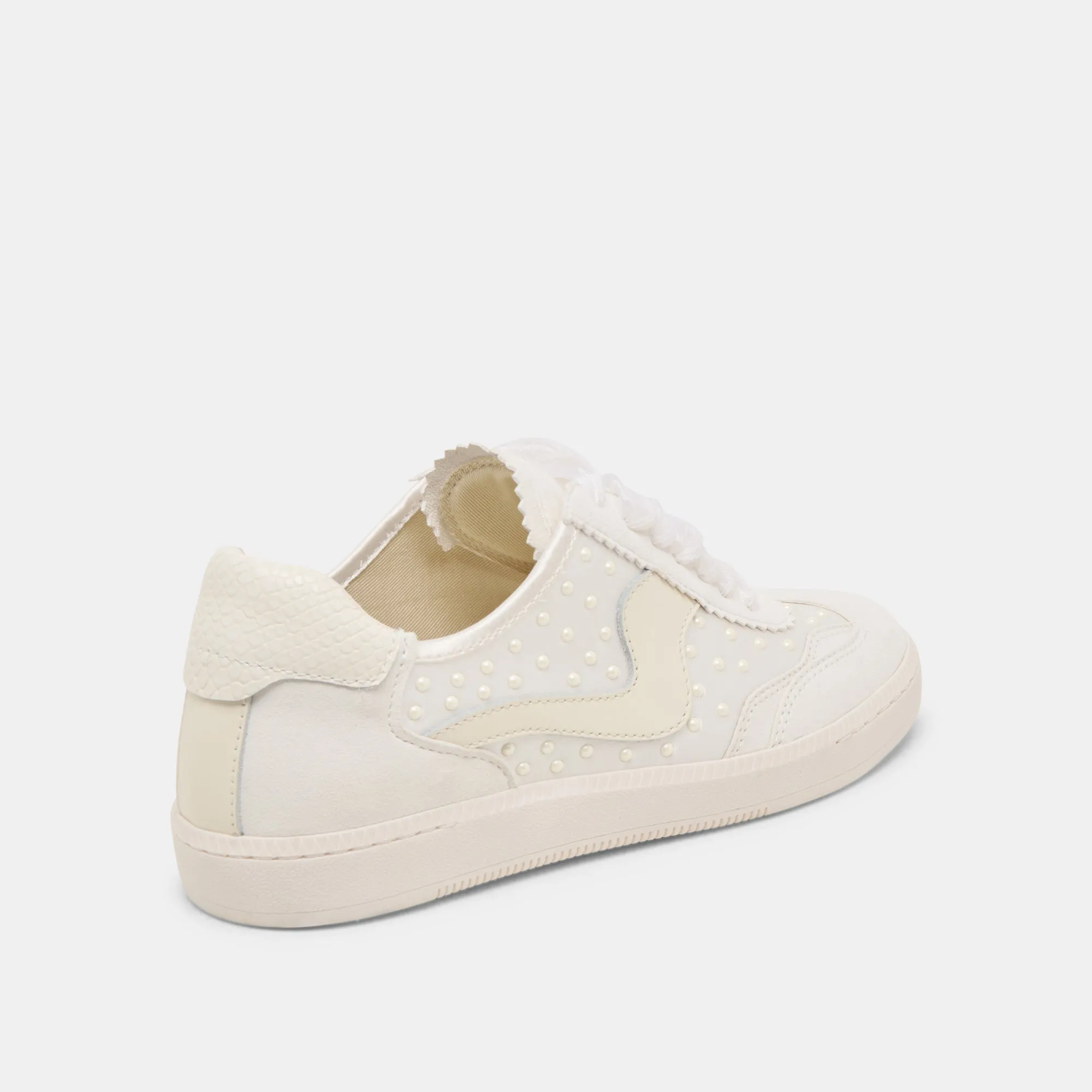 NOTICE PEARL SNEAKERS OFF WHITE SATIN Breathable Design Upgraded design