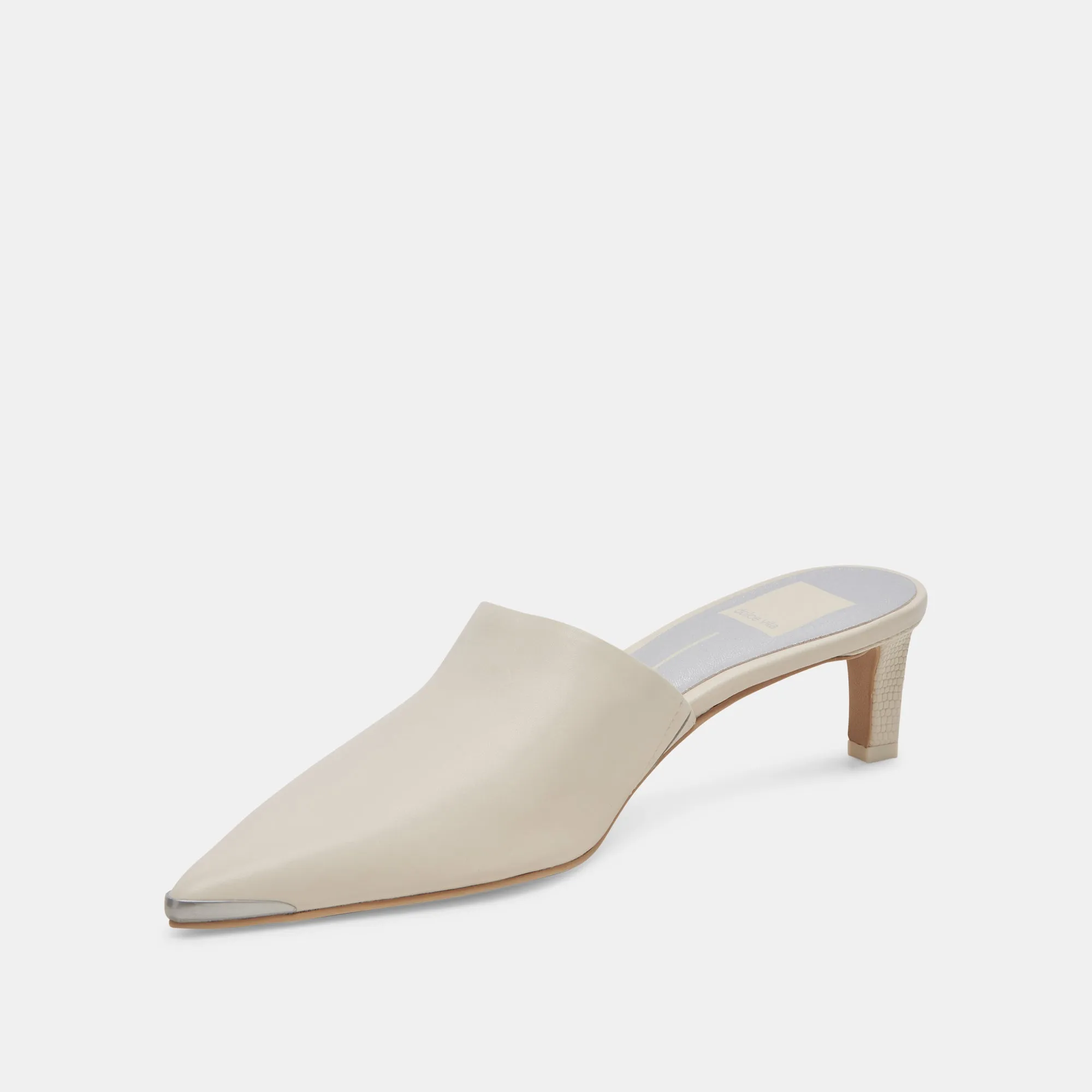 LEXY HEELS IVORY LEATHER Open Back Heels