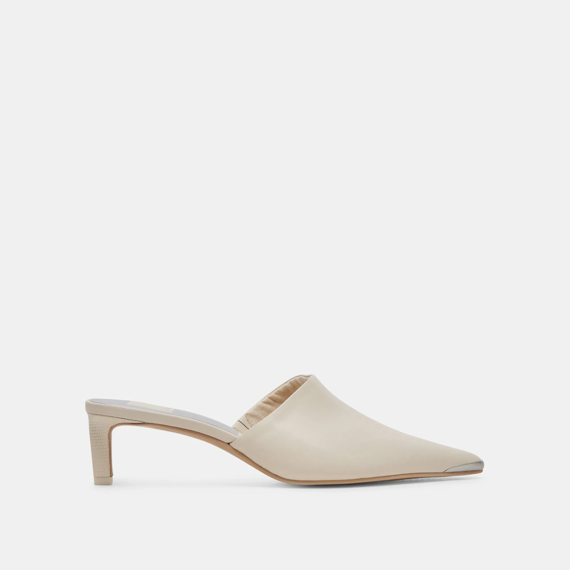 LEXY HEELS IVORY LEATHER Molded Footbed High Heel Sandals for Weddings
