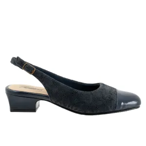 Trotters Dea T7001-455 Womens Blue Leather Slingback Heels Shoes Open Toe Pumps Strappy Sandals