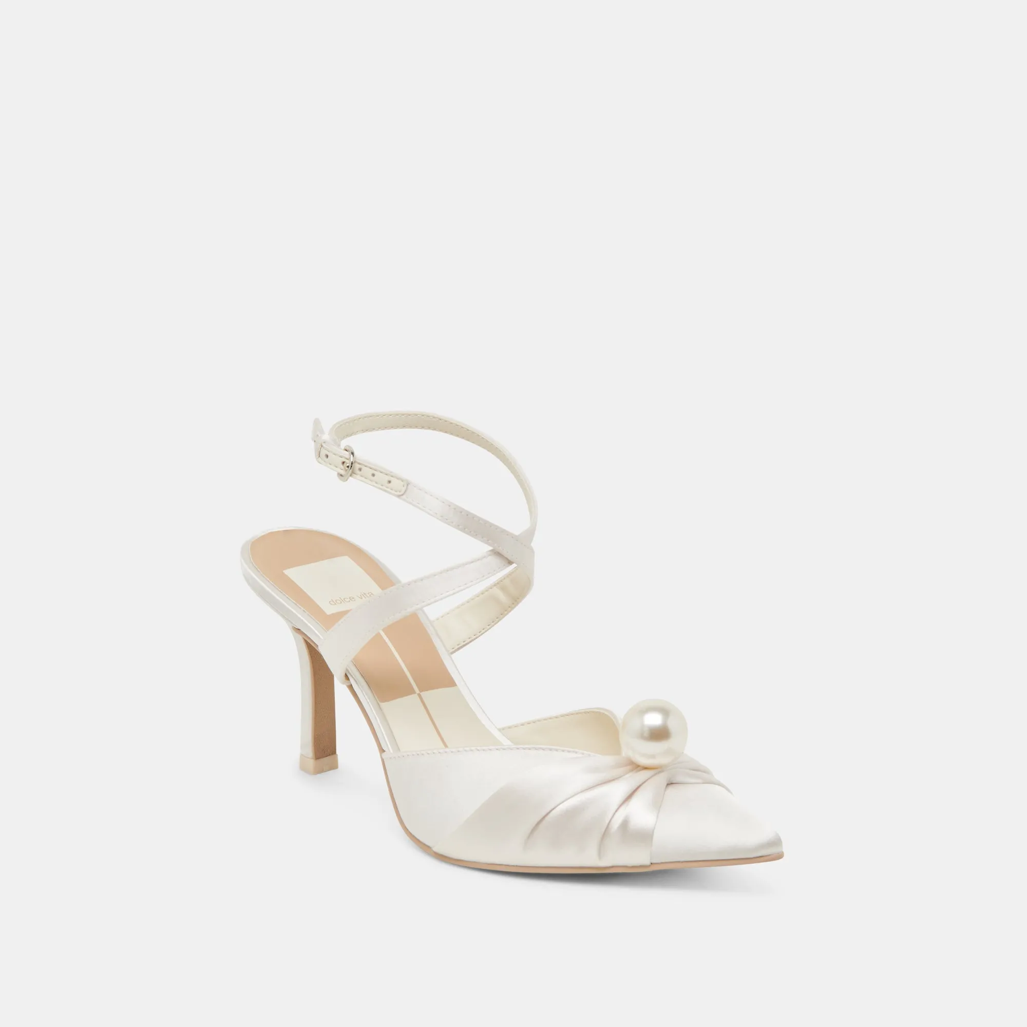 KAYSEY HEELS VANILLA SATIN Chunky Wedge Heels
