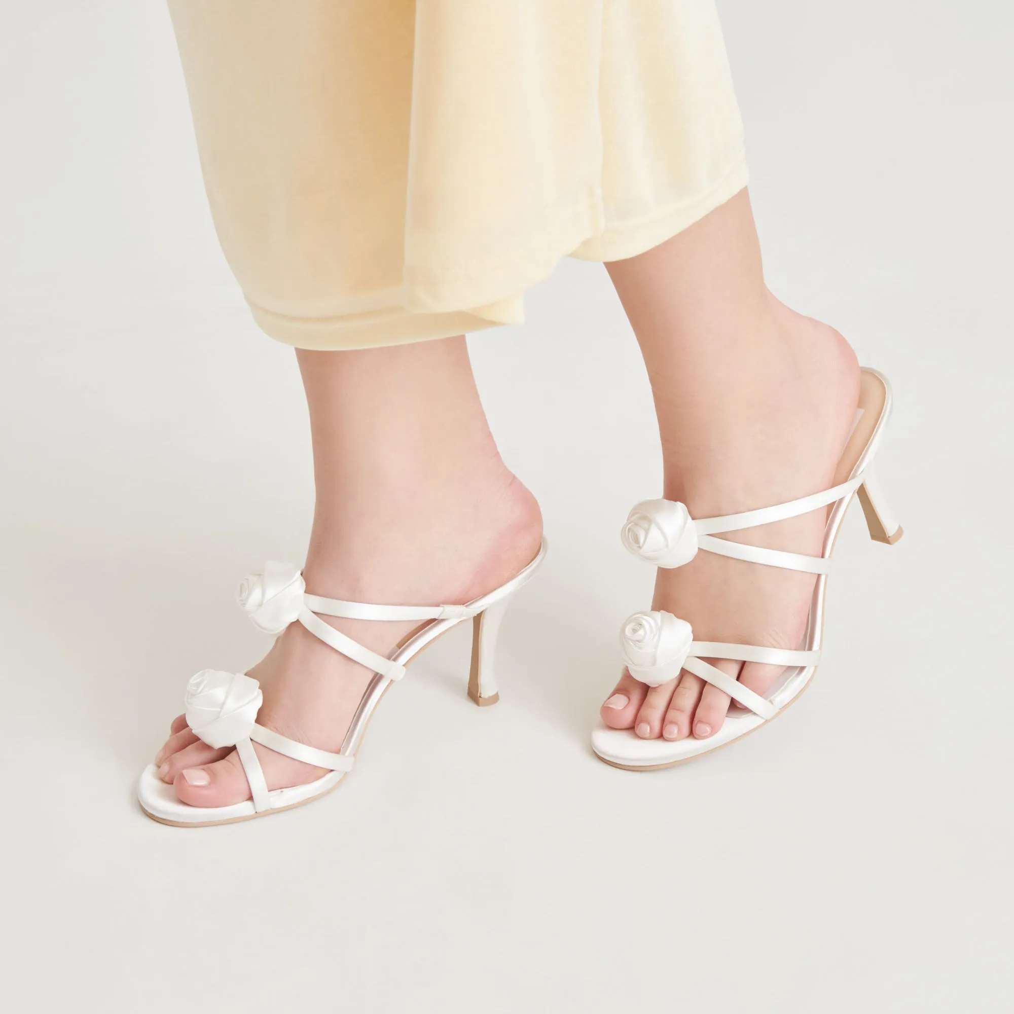LINZY HEELS TRUE WHITE SATIN Outdoor Bridal Stilettos