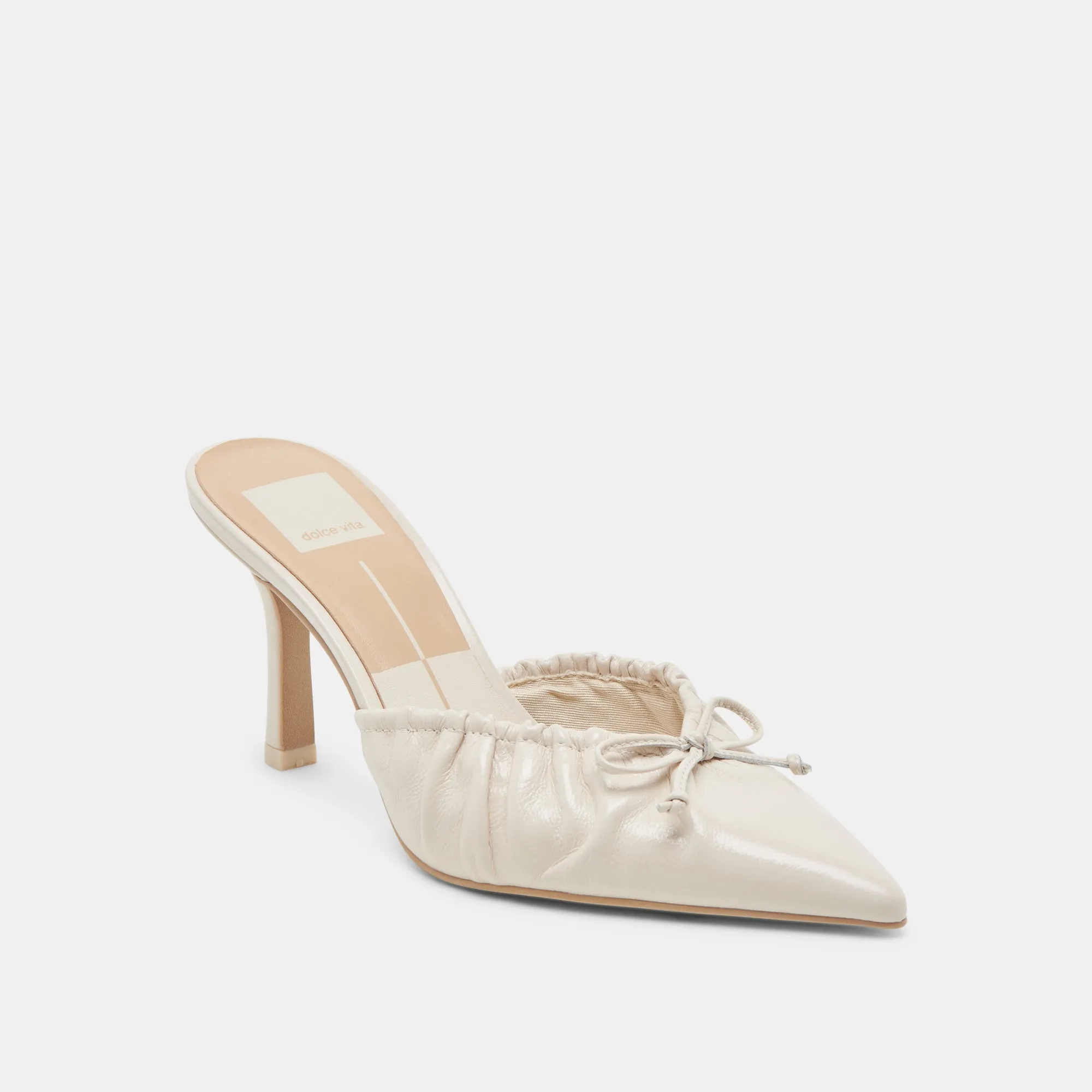 Durable Sole KAIRI HEELS IVORY CRINKLE PATENT