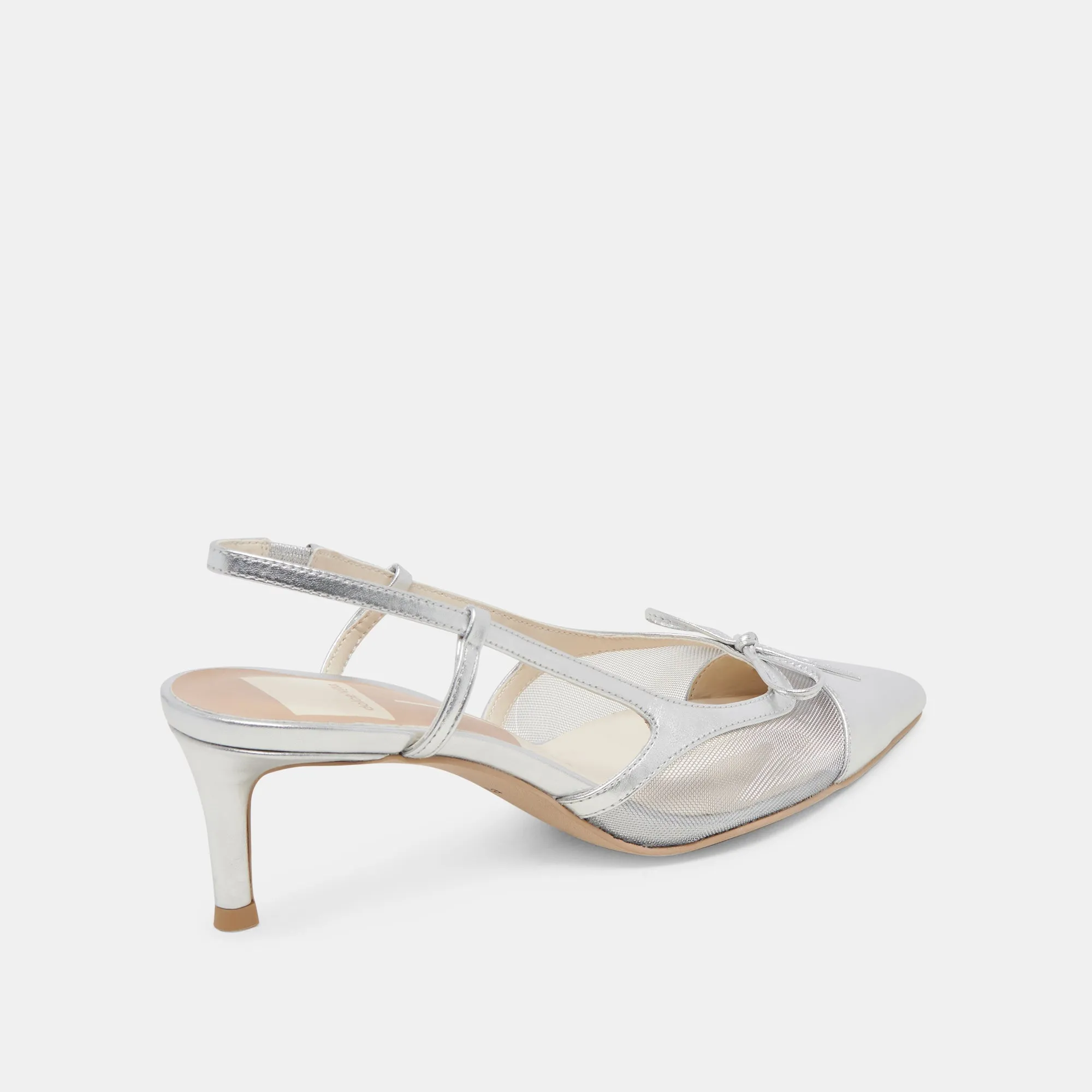 Ventilated Design Vintage Stiletto Shoes KANDI HEELS SILVER MESH
