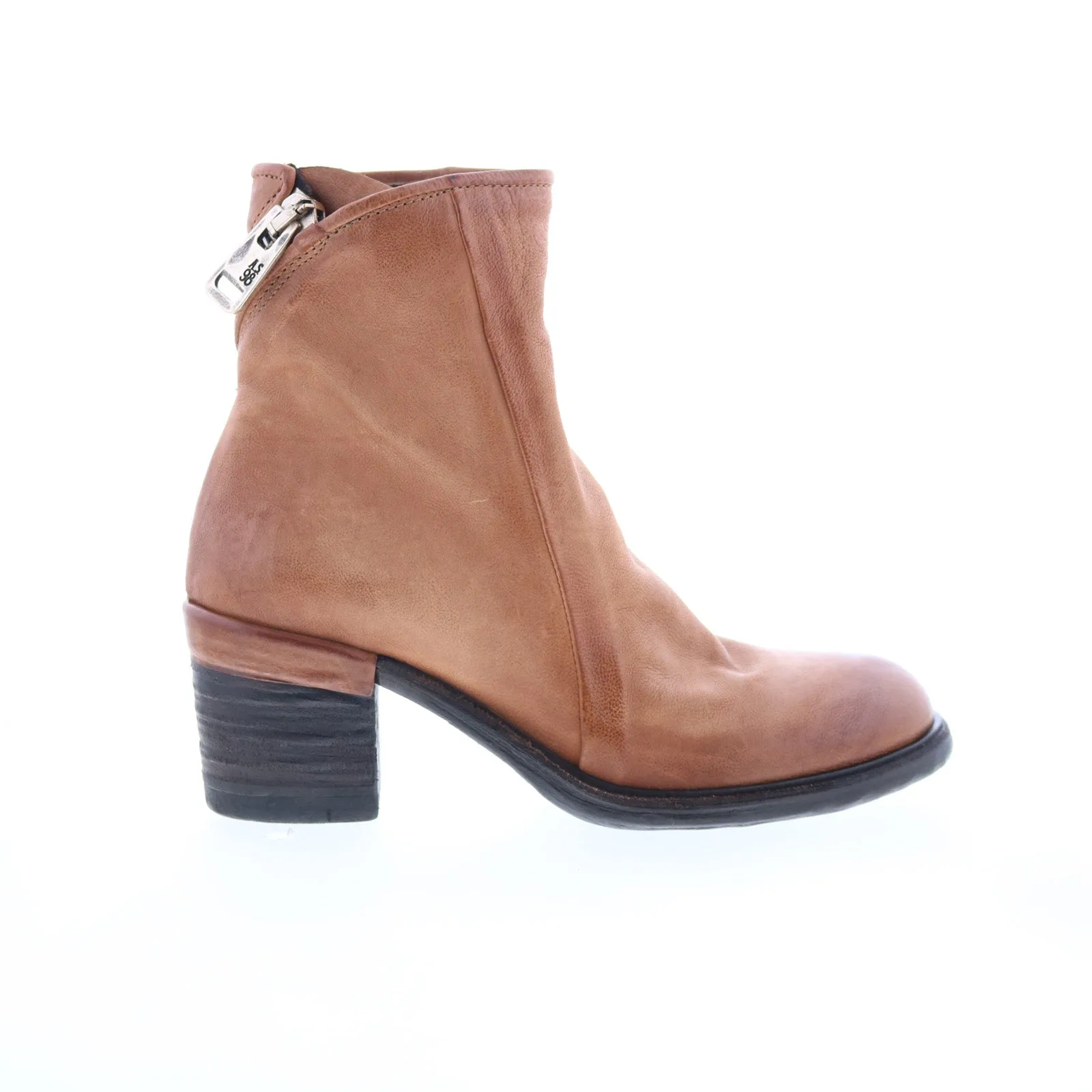 A.S. 98 Jase Womens Brown Leather Zipper Ankle & Booties Boots Crisp Look Comfortable