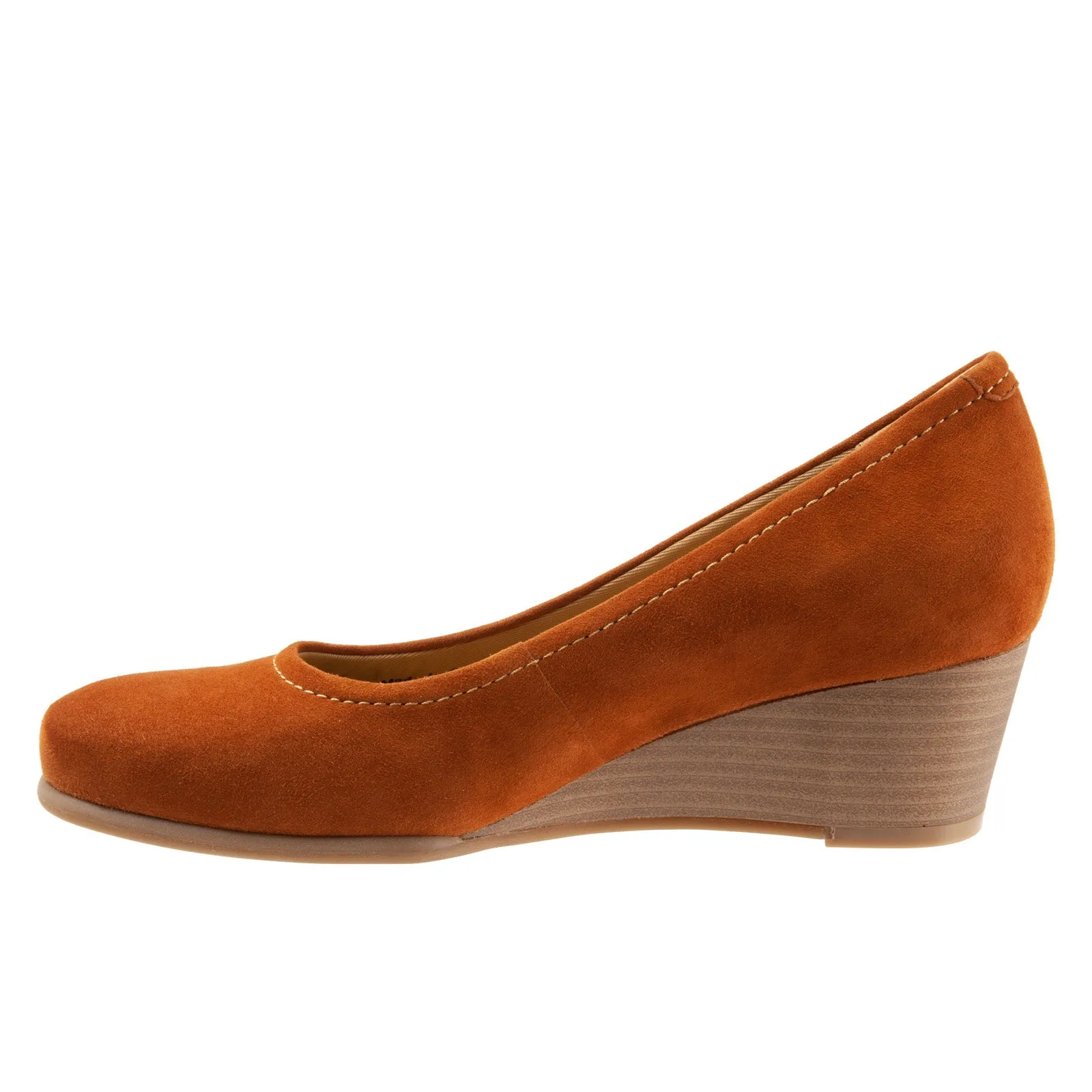 Luxe Leather Heels Trotters Winnie T1965-220 Womens Brown Narrow Leather Wedges Heels Shoes