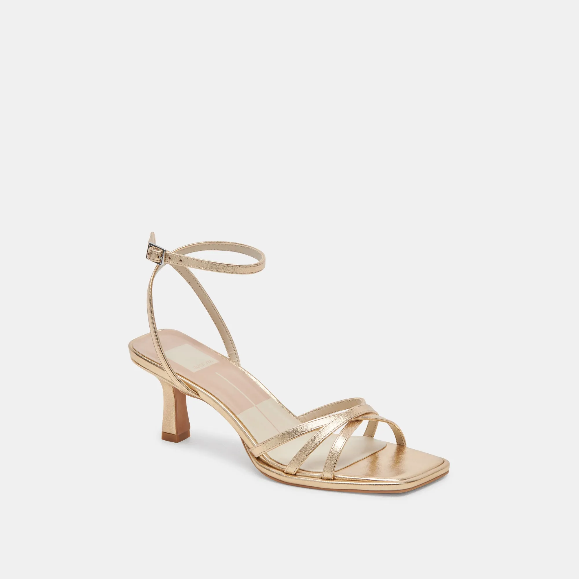 MANJI HEELS LIGHT GOLD METALLIC LEATHER Shockproof