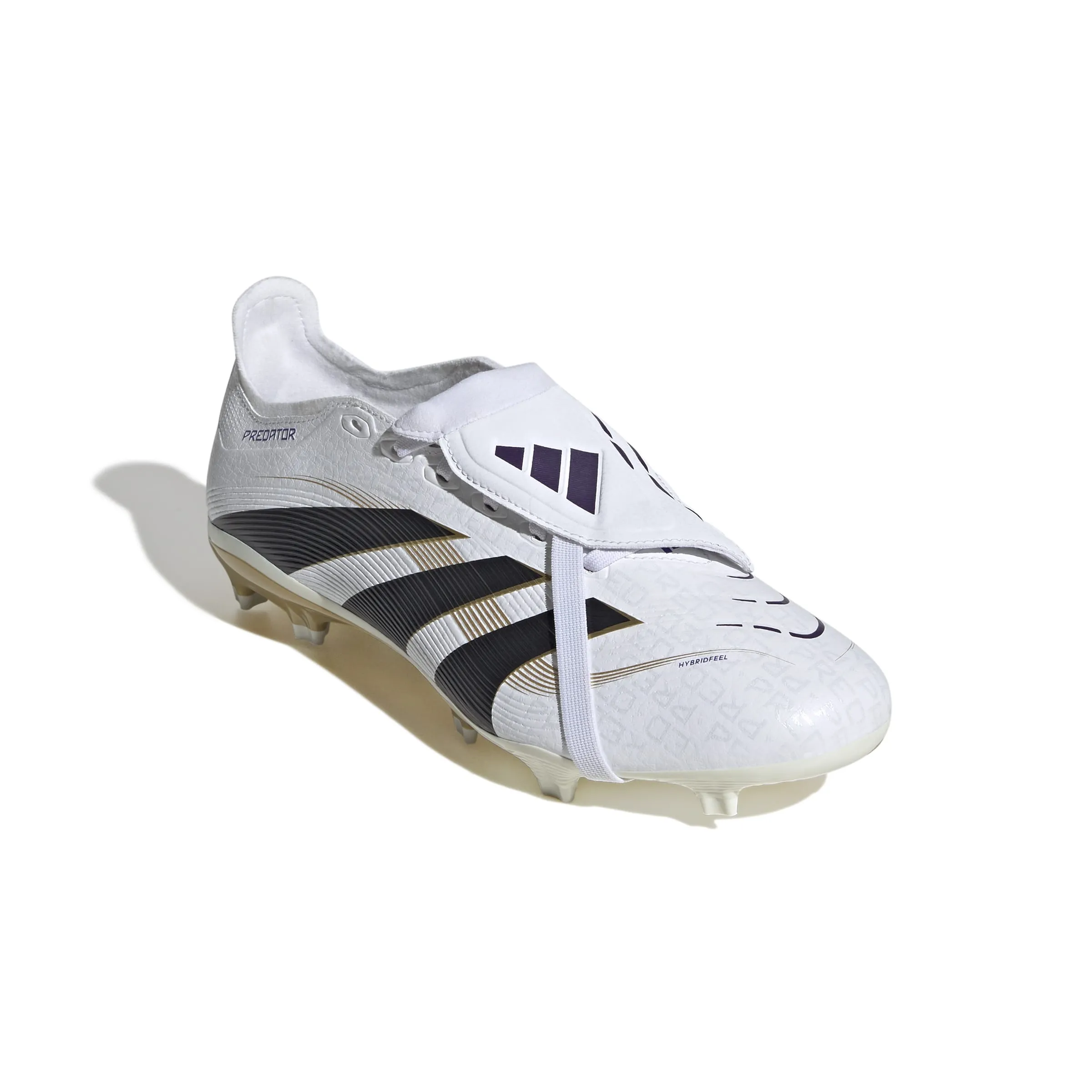 Stretchy sole Adidas Predator League Fold-Over Tongue FG Football Boots (White/Core Black/Gold Metallic)