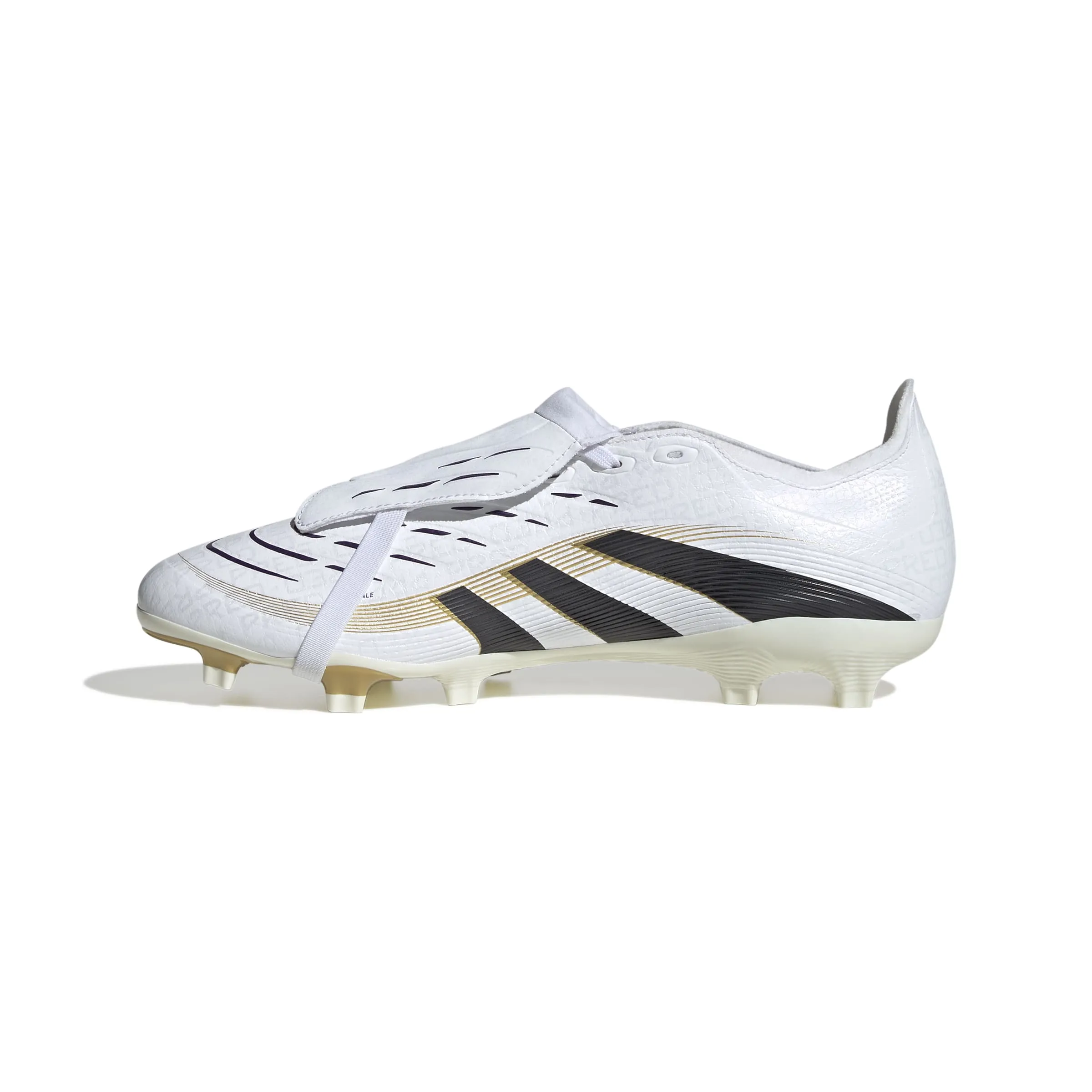 fashionistas' picks track and field athletes Adidas Predator League Fold-Over Tongue FG Football Boots (White/Core Black/Gold Metallic)