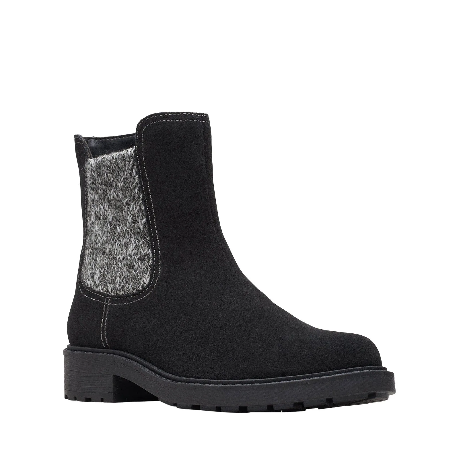 Clarks Opal Sky 26167827 Womens Black Suede Slip On Chelsea Boots Padded Tongue Soft Inner Lining