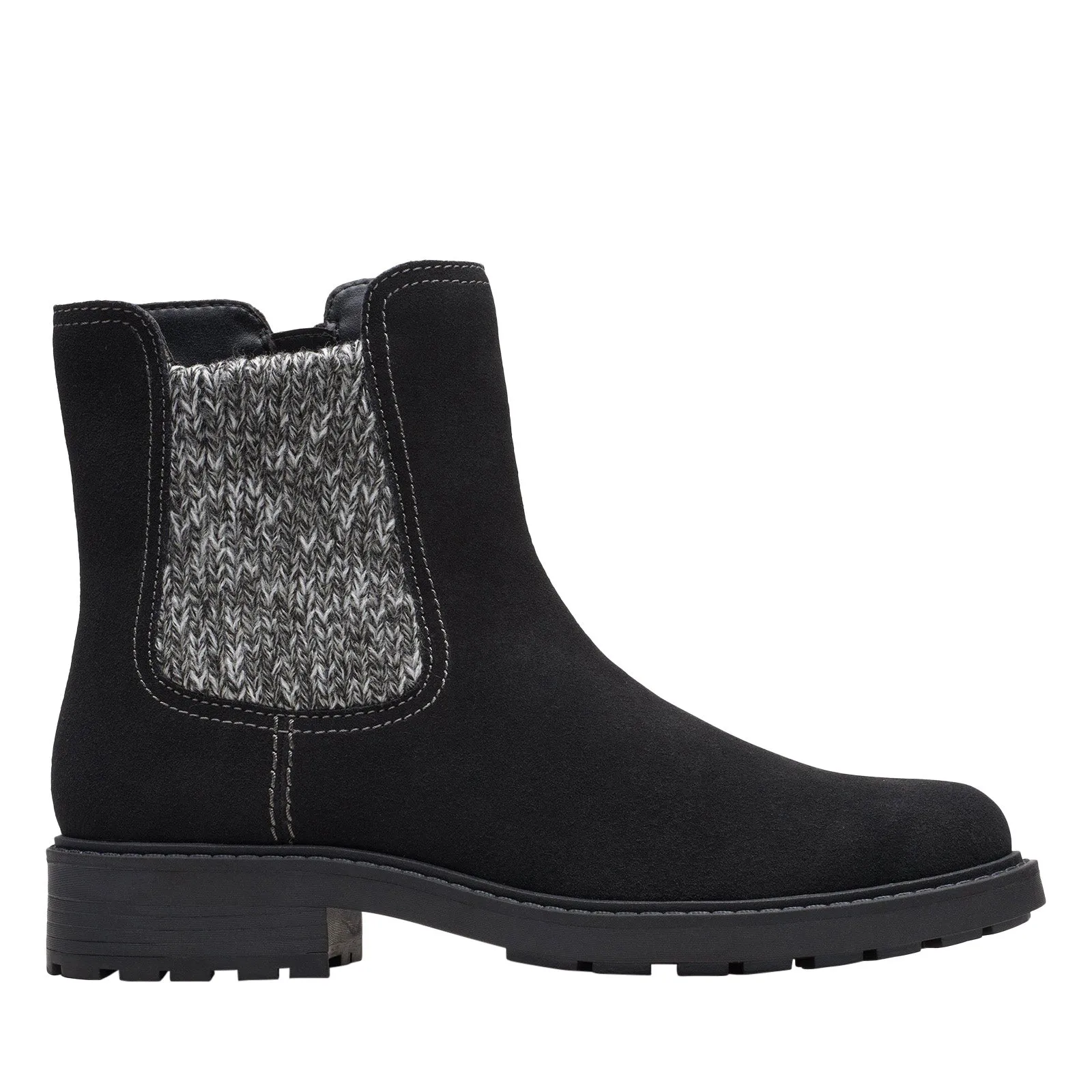 Versatile Design No Pressure Clarks Opal Sky 26167827 Womens Black Suede Slip On Chelsea Boots
