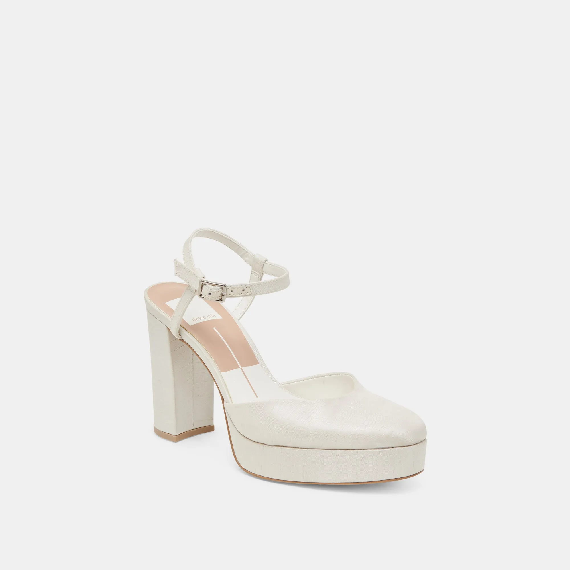 Anti Slip Feature Modern Heels CLAUD HEELS WHITE SATIN