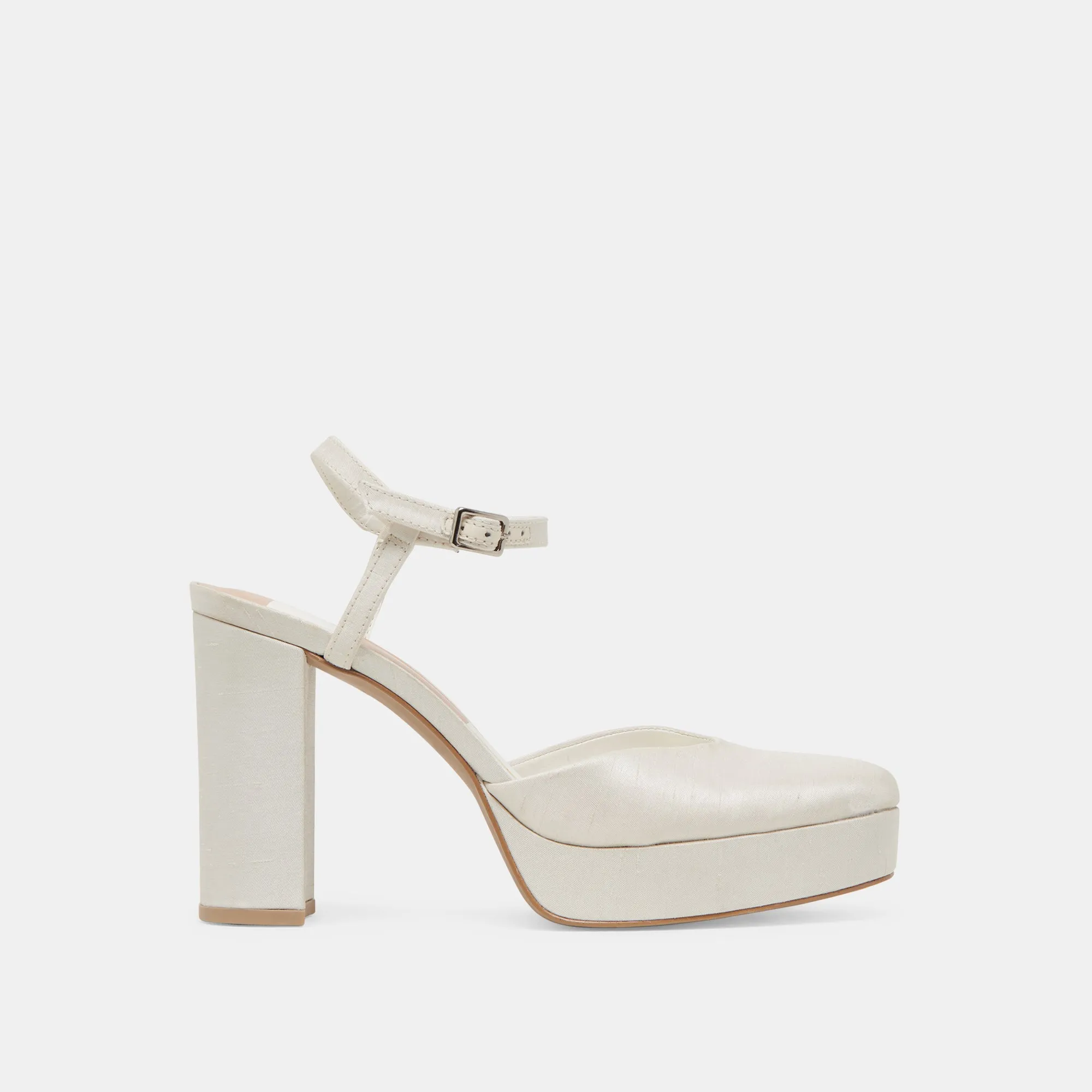 Pivot Point Supportive Fit CLAUD HEELS WHITE SATIN