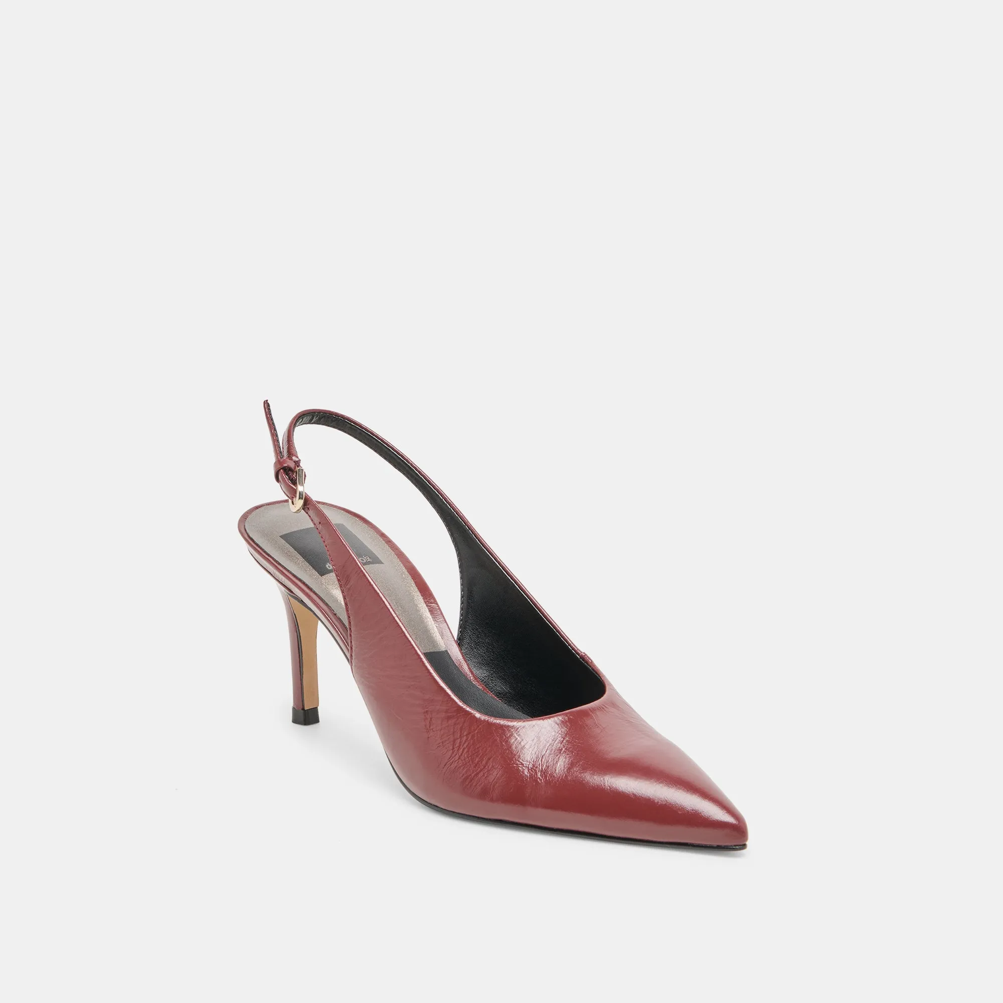 Fashion Heels for Fall ELASI HEELS OXBLOOD CRINKLE PATENT