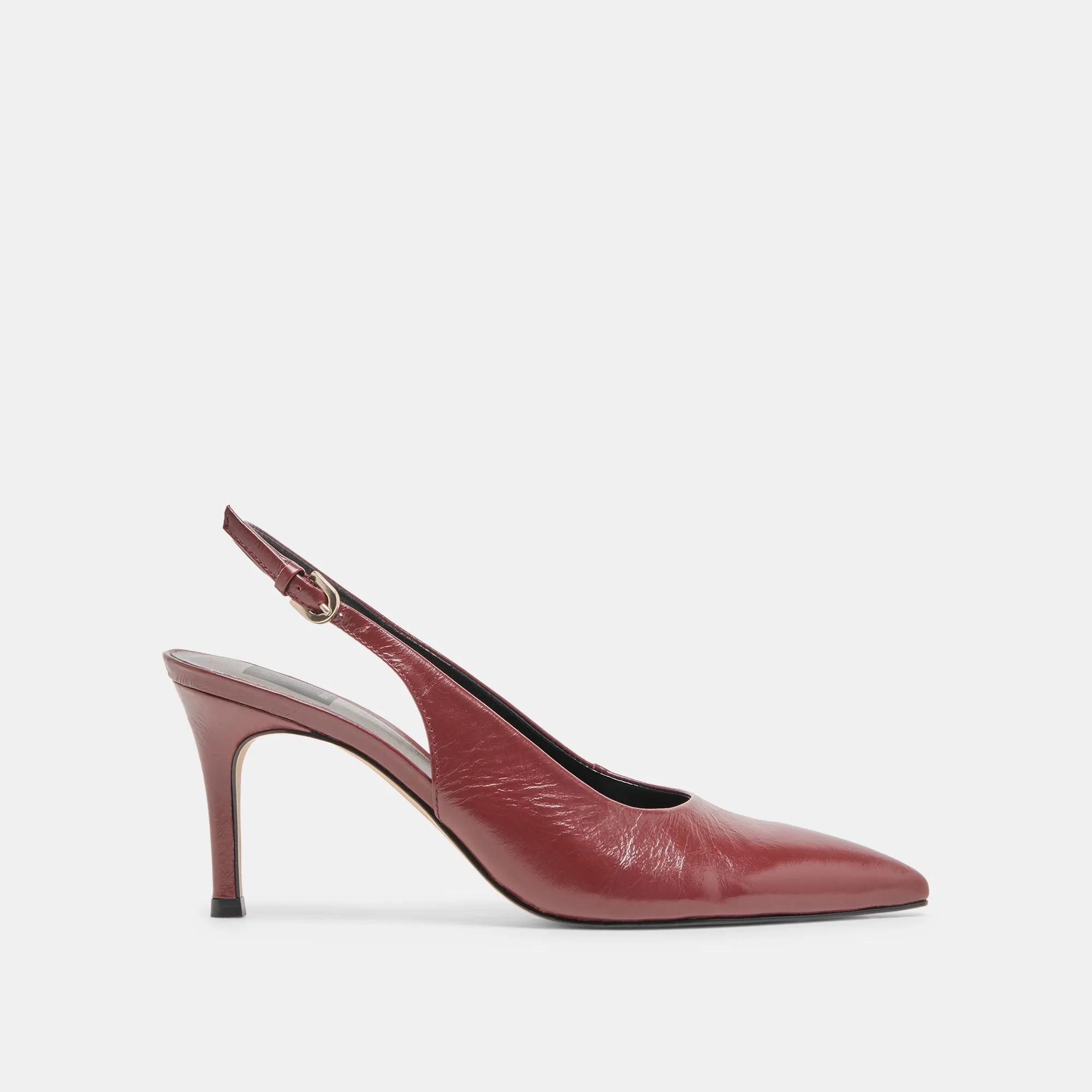 Supportive Fit Pointed Pumps ELASI HEELS OXBLOOD CRINKLE PATENT