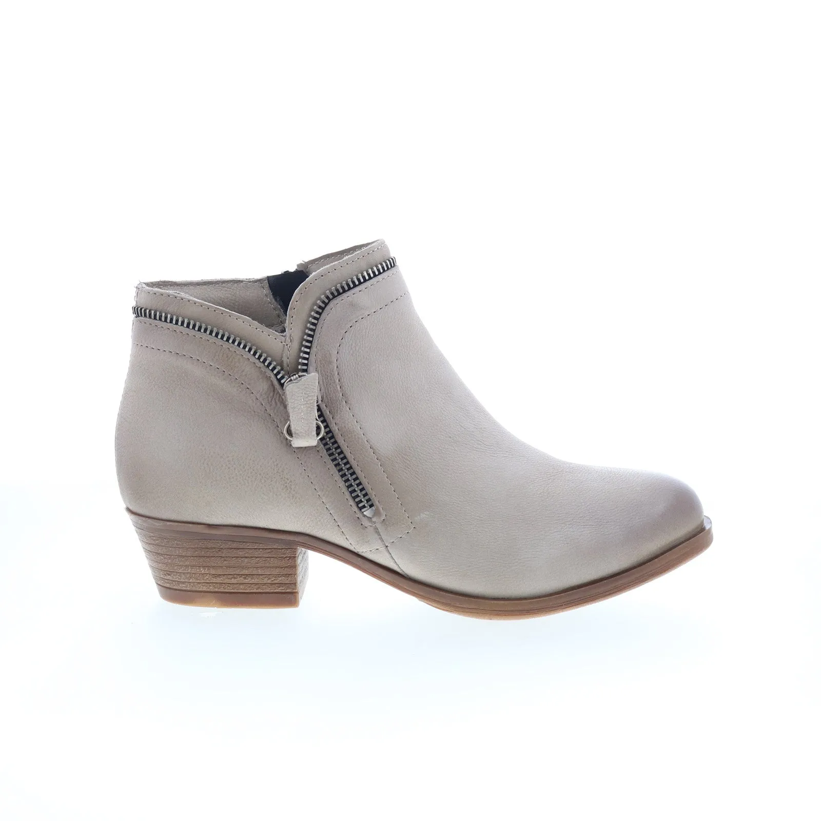 Miz Mooz Baylie Womens Gray Leather Zipper Ankle & Booties Boots Trendy Protection Stain Resistant