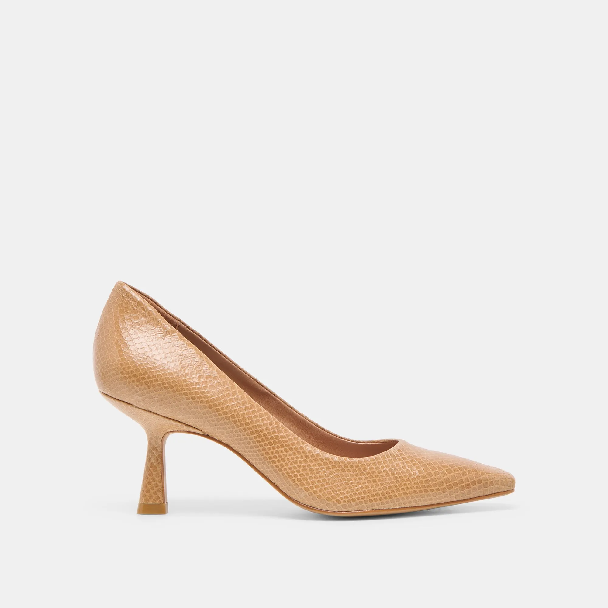 BRIONA HEELS WHISKEY EMBOSSED LEATHER Peep Toe Pumps Chic Sandals for Day
