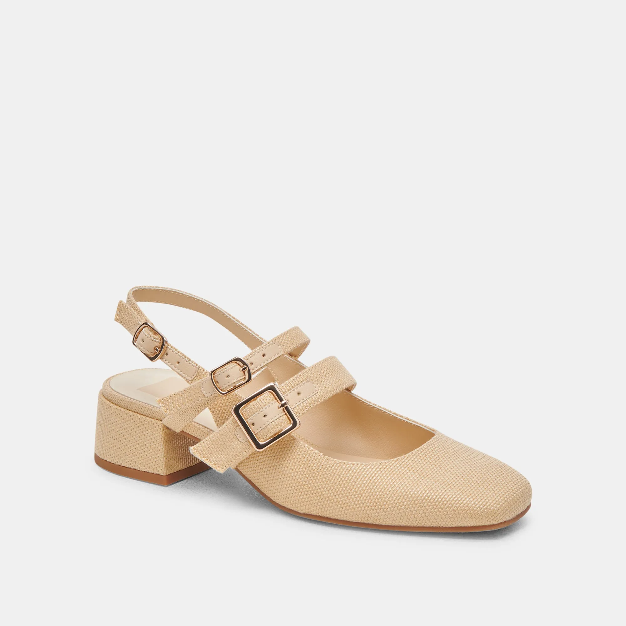 PATZY HEELS NATURAL RAFFIA Satin Pumps