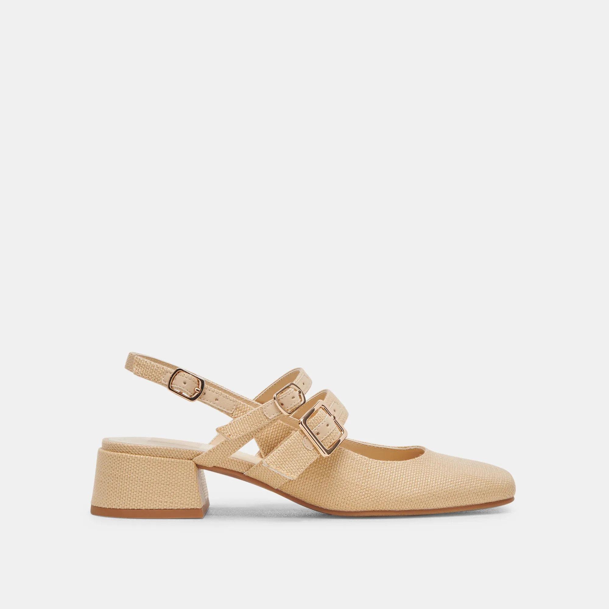Village Glow PATZY HEELS NATURAL RAFFIA