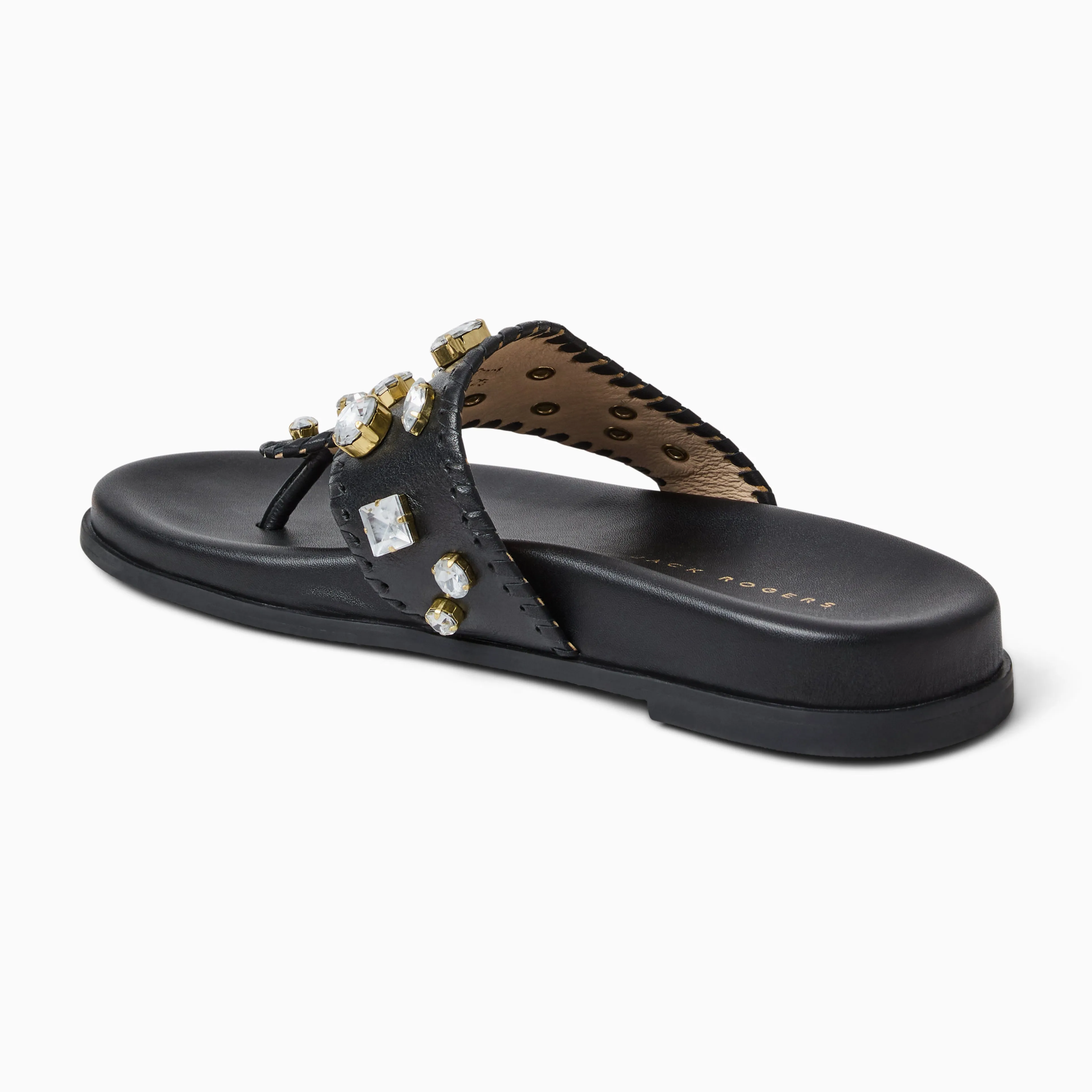Velvet Rich Jacks Jeweled Leather Comfort Sport Sandal