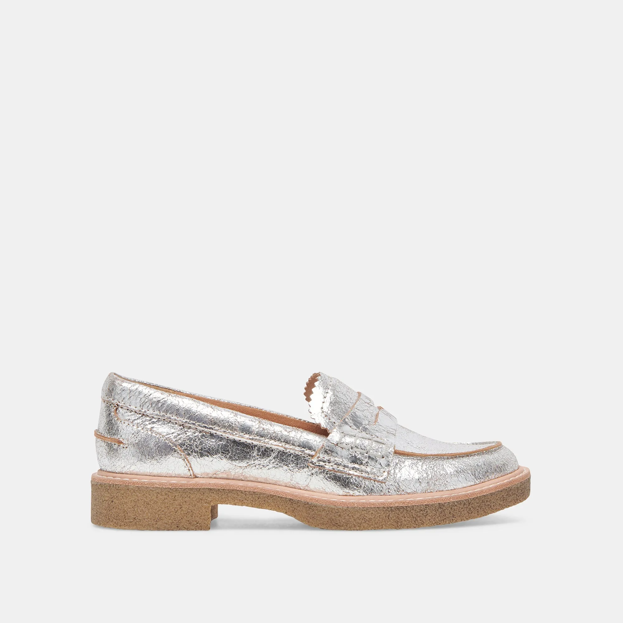 Reunion Walk Trade Glow ARABEL LOAFERS SILVER DISTRESSED LEATHER