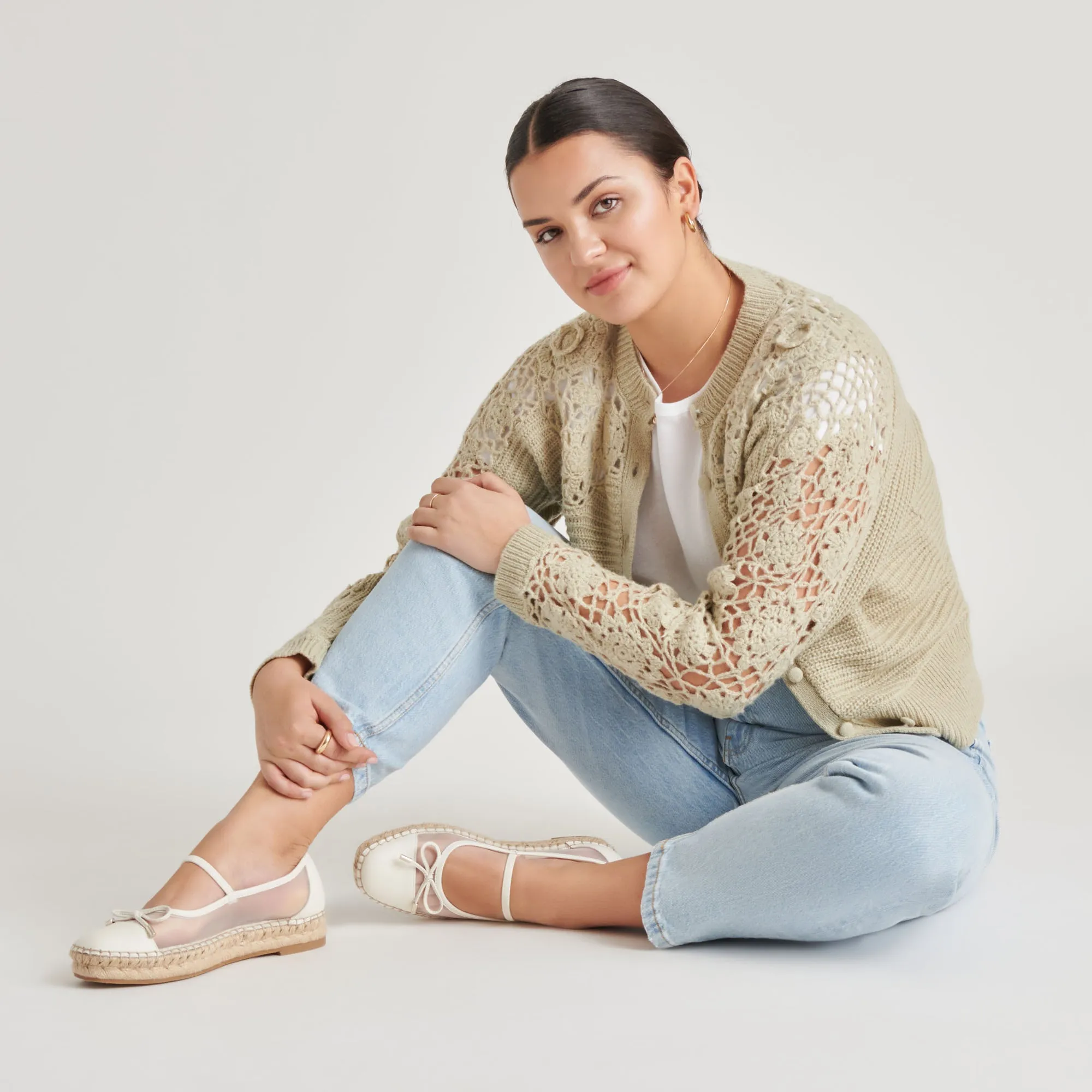 Versatile use CAMBRE BALLET FLATS WHITE MESH