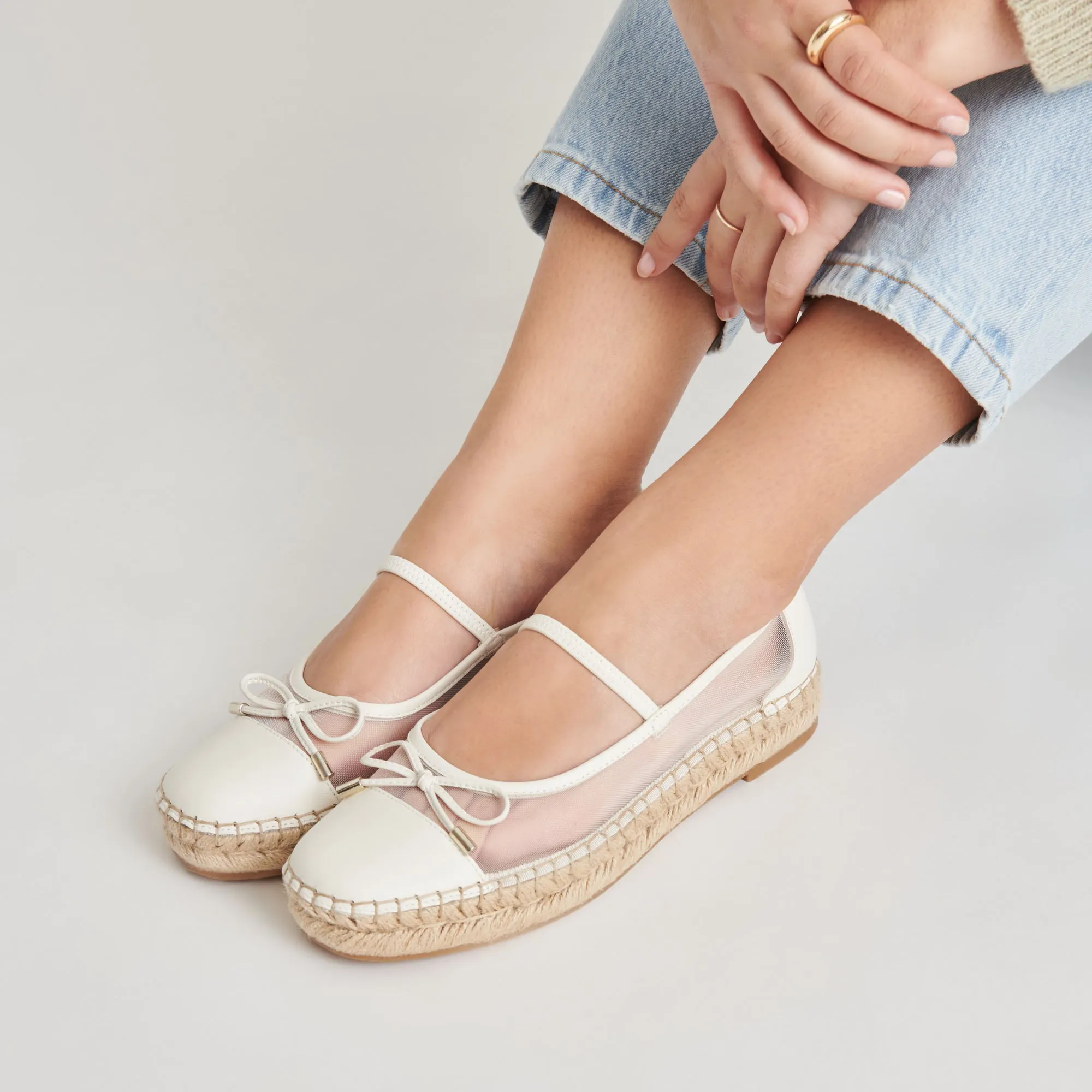 Leaf Lane Pot Lane CAMBRE BALLET FLATS WHITE MESH