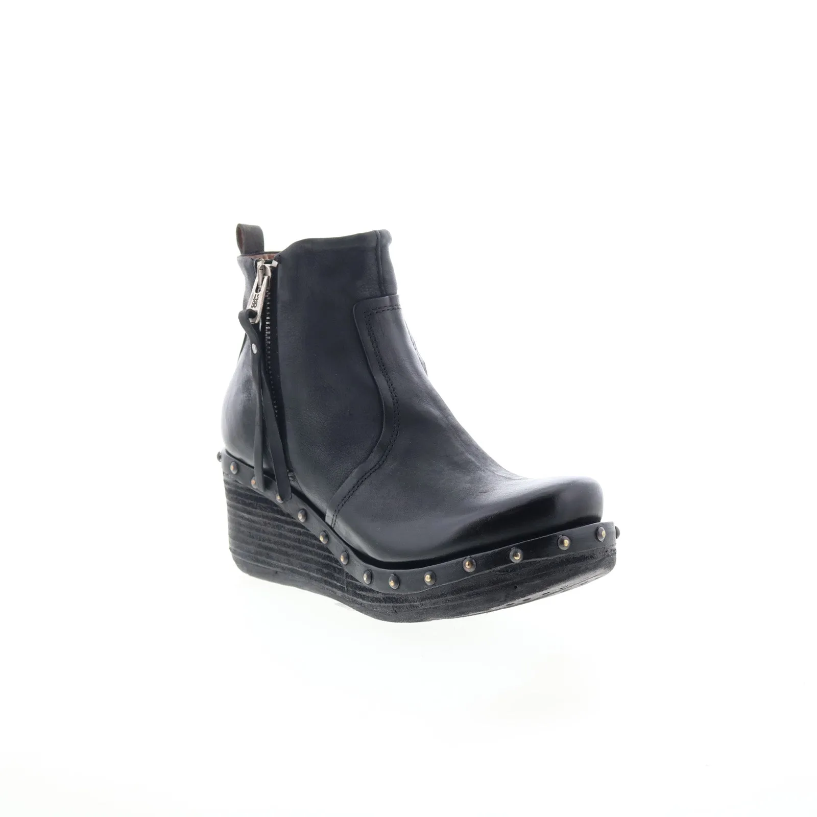 A.S. 98 Peers Womens Black Leather Zipper Casual Dress Boots Support frame