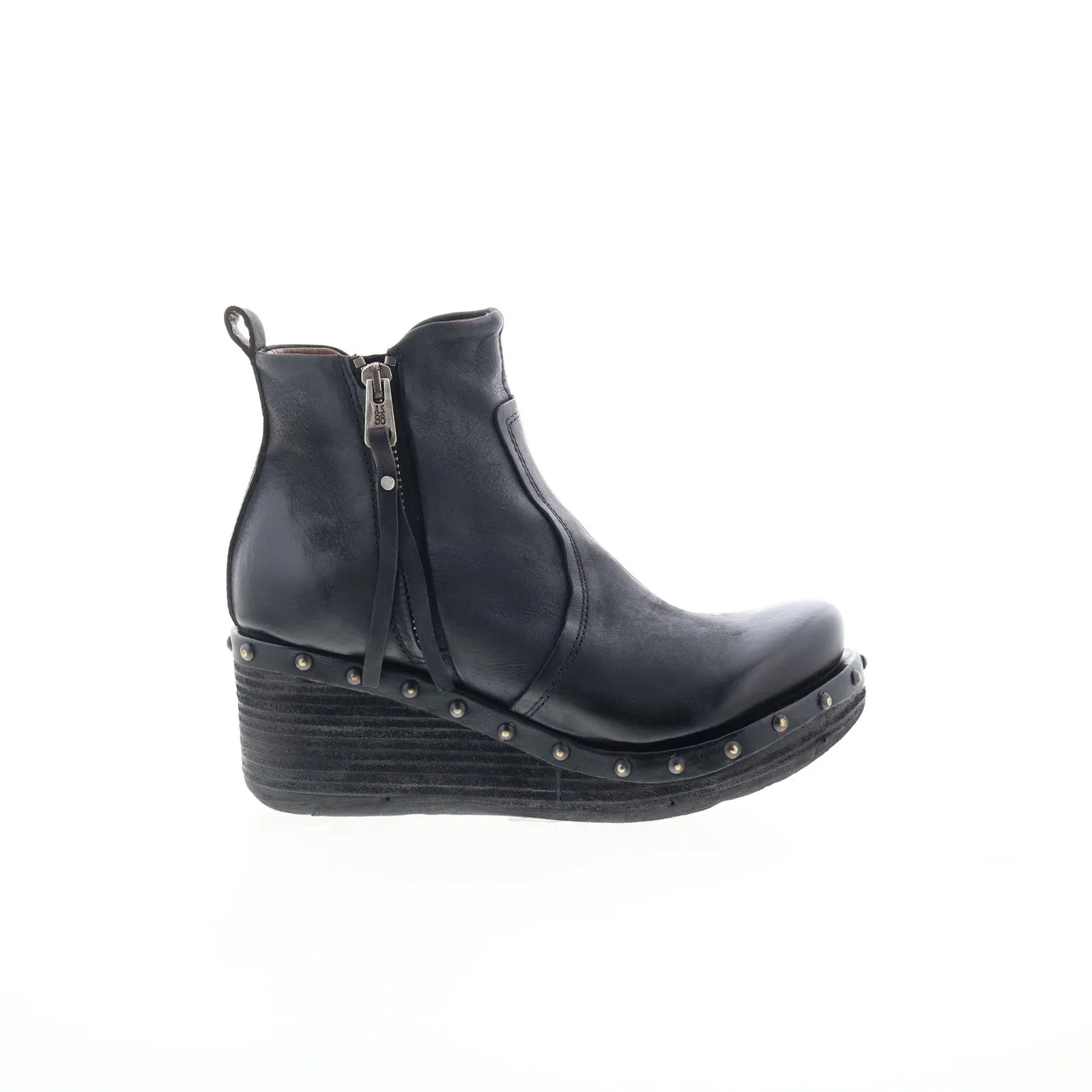 Strong Sole A.S. 98 Peers Womens Black Leather Zipper Casual Dress Boots