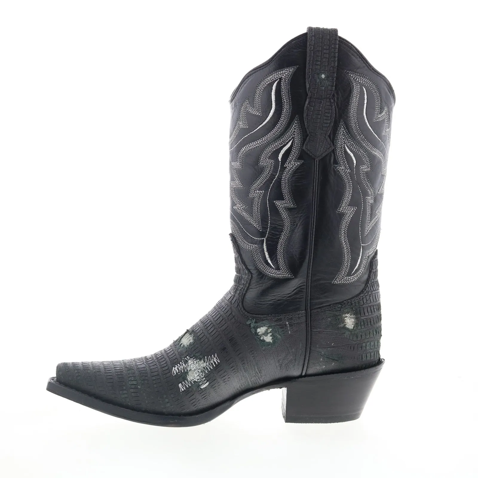 Travel Companion Ergonomic Design Outlaw Ladies 11" Lizard PNT 70101 Womens Black Leather Western Boots