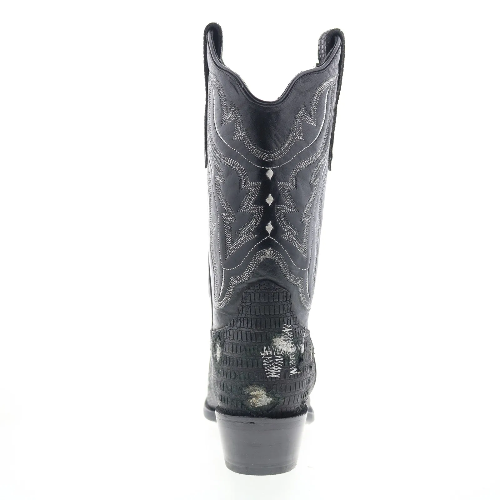 Outlaw Ladies 11" Lizard PNT 70101 Womens Black Leather Western Boots Shock absorption