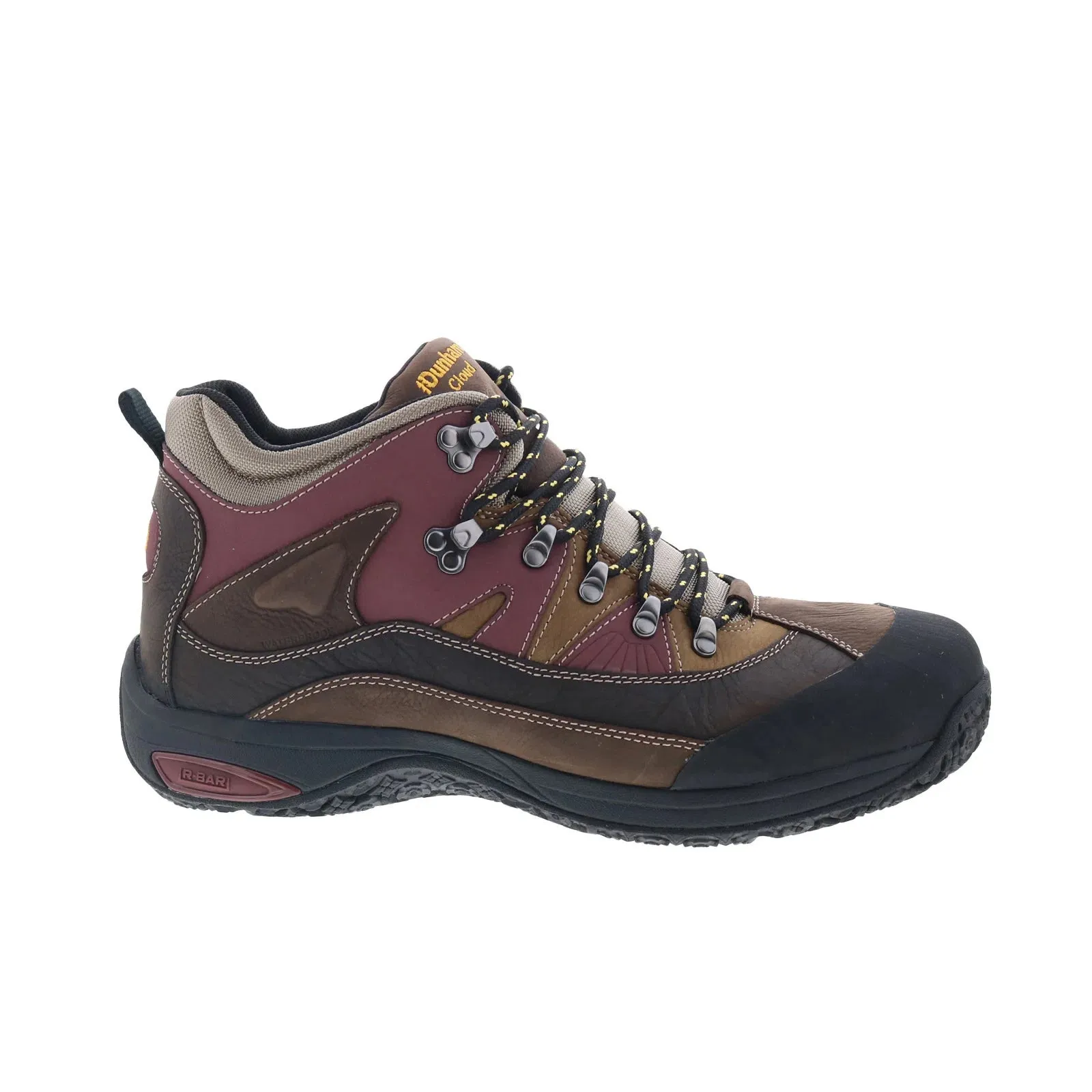Lace-Up Style Dunham Cloud Waterproof CJ0651 Mens Brown Extra Wide Leather Hiking Boots