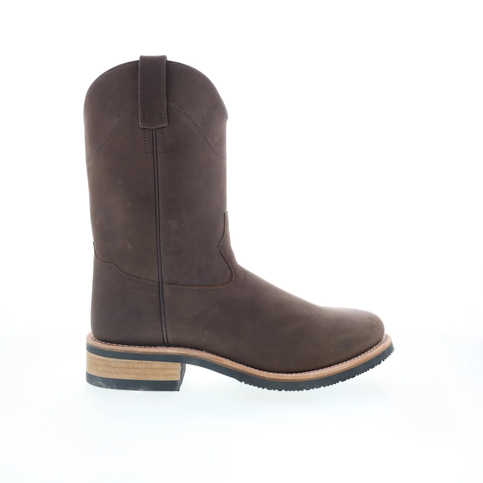 Rugged Function Comfort Oriented Jama Old West MB2061 Mens Brown Wide Nubuck Slip On Casual Dress Boots