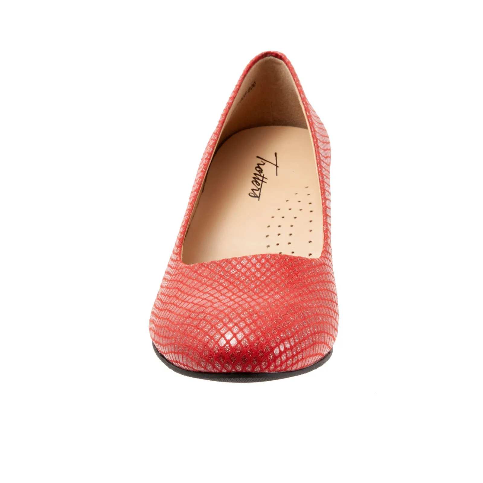 Comfortable Wide fit Trotters Fab T1905-600 Womens Red Narrow Leather Slip On Pumps Heels Shoes