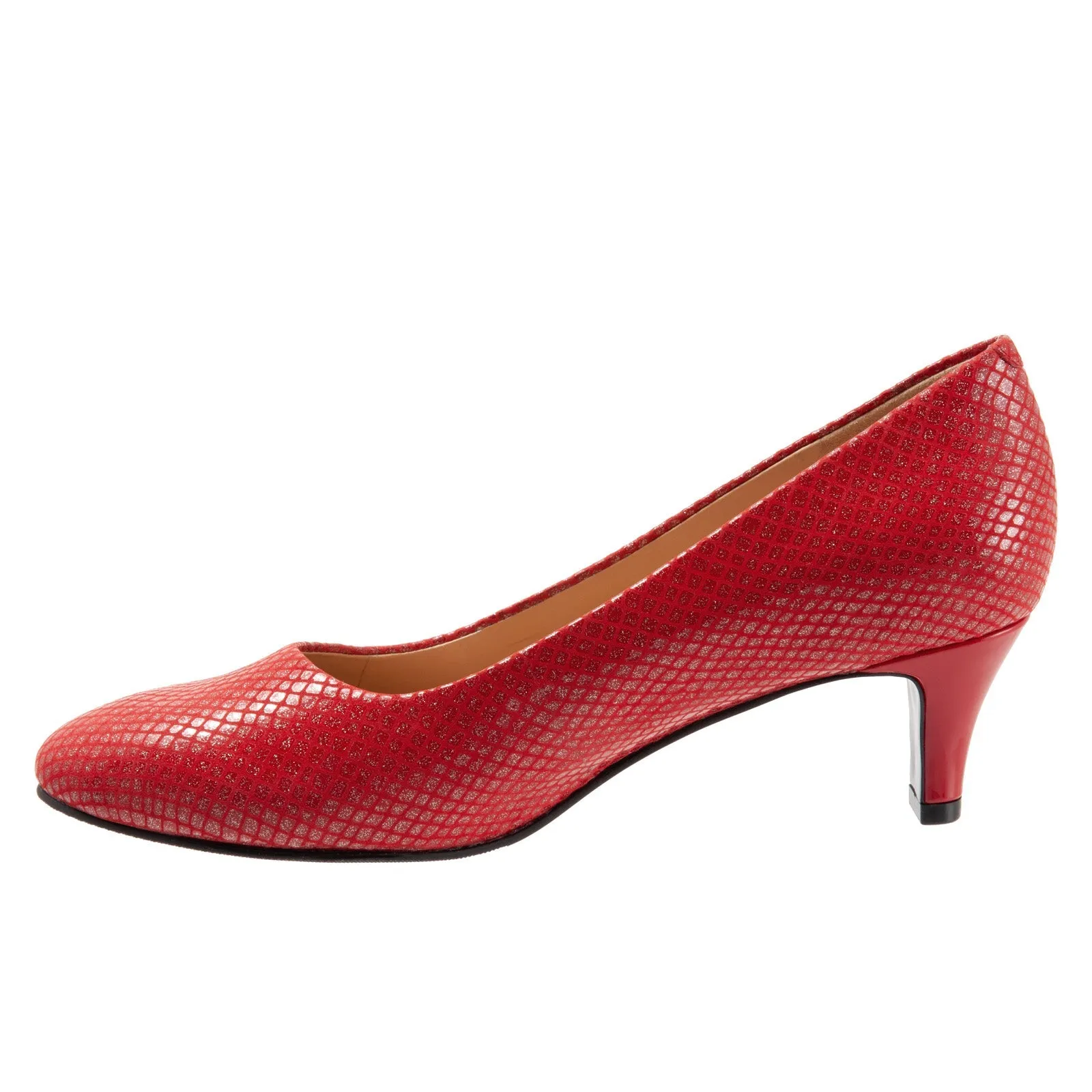 Trotters Fab T1905-600 Womens Red Narrow Leather Slip On Pumps Heels Shoes Outdoor Wedding Heels
